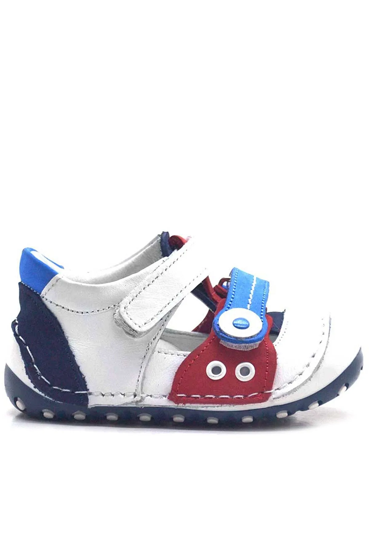 Nino Hakiki Deri Beyaz Cırtlı Yazlık İlk Adım Ayakkabı