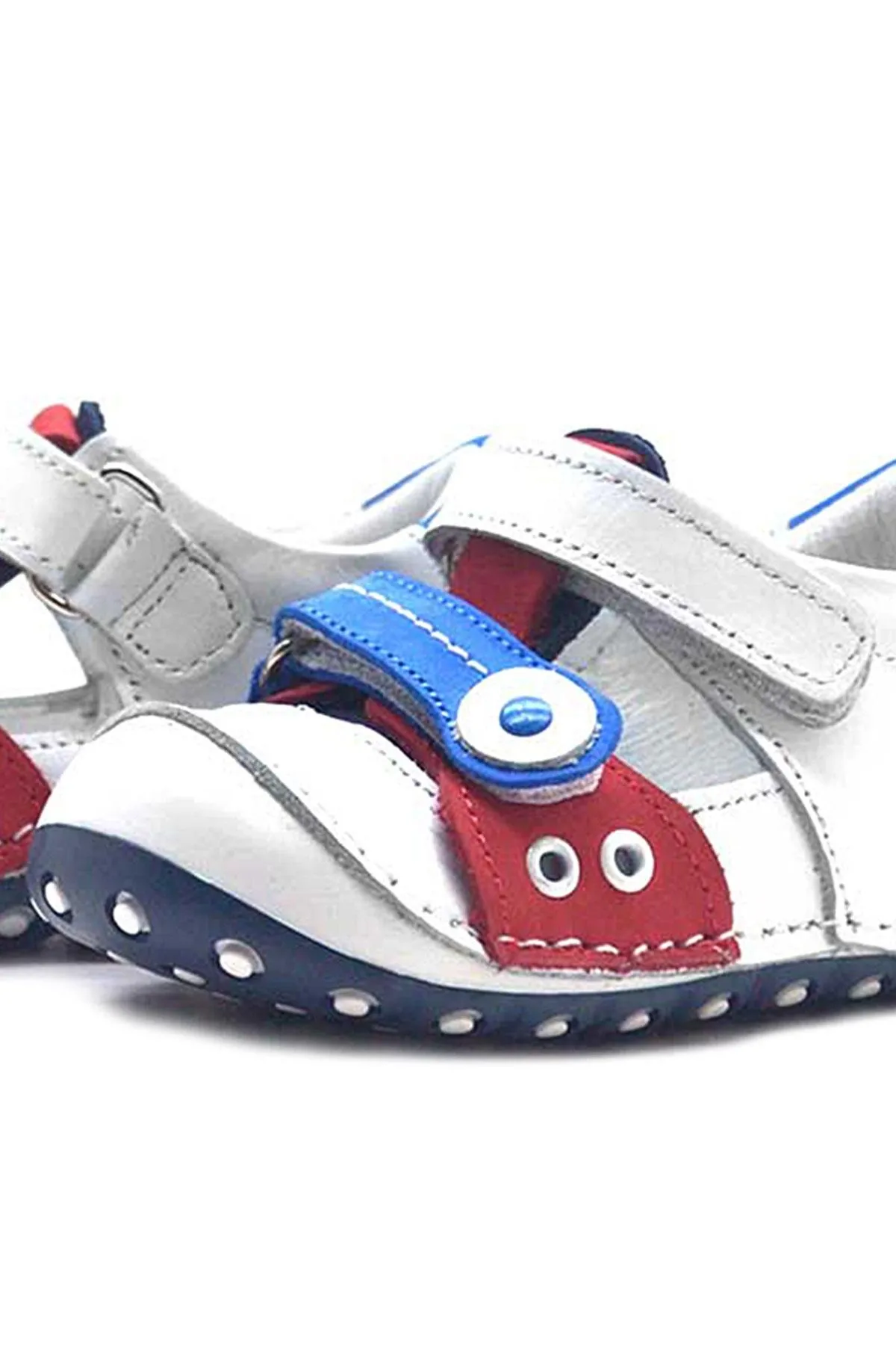 Nino Hakiki Deri Beyaz Cırtlı Yazlık İlk Adım Ayakkabı