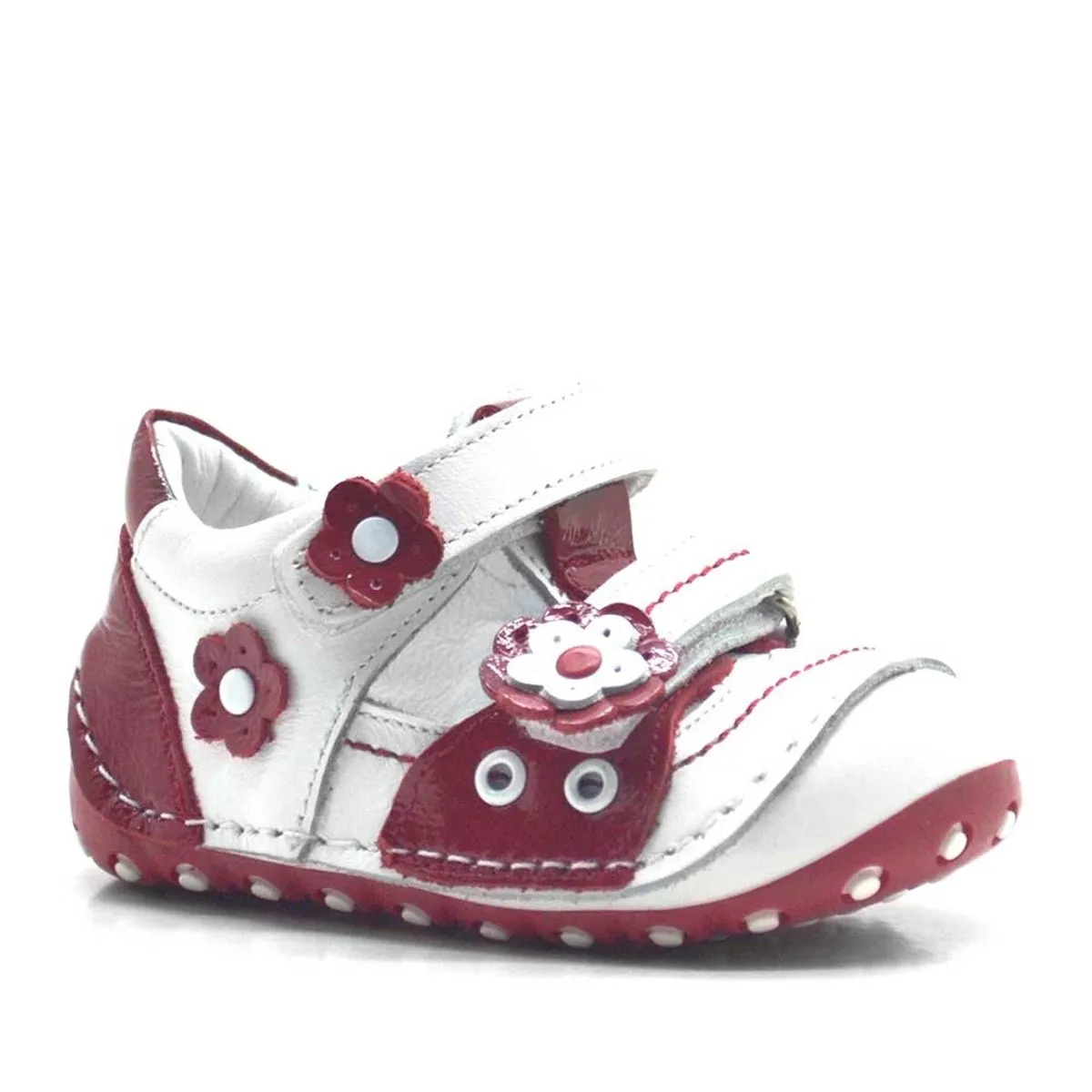 Nino Hakiki Deri Kırmızı Cırtlı Yazlık İlk Adım Ayakkabı