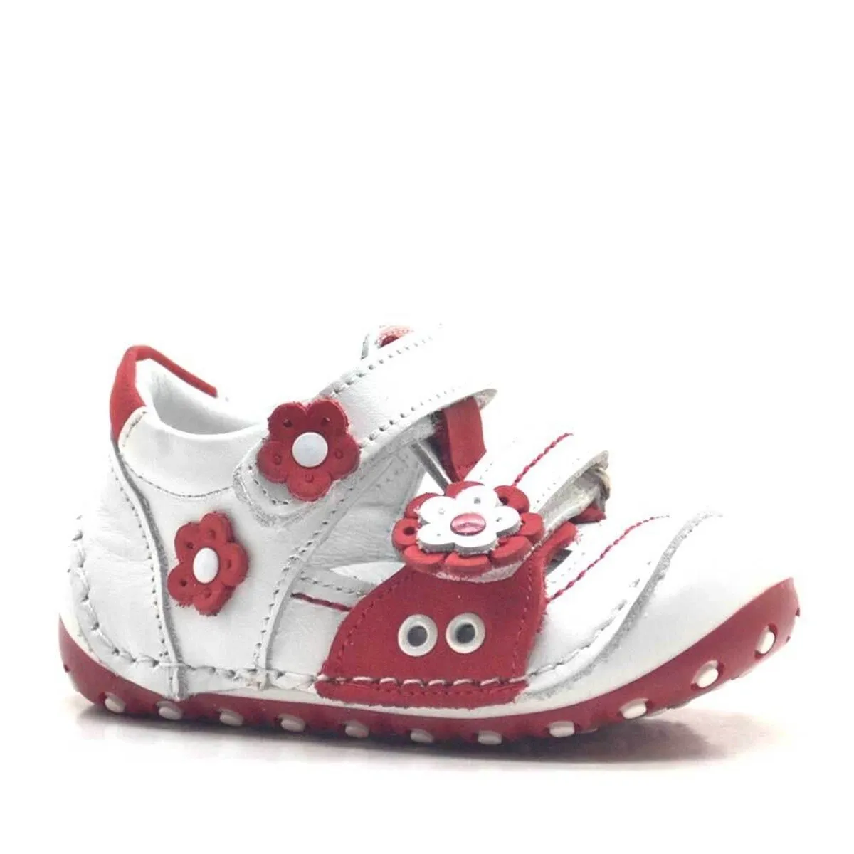 Nino Hakiki Deri Kırmızı Cırtlı Yazlık İlk Adım Ayakkabı