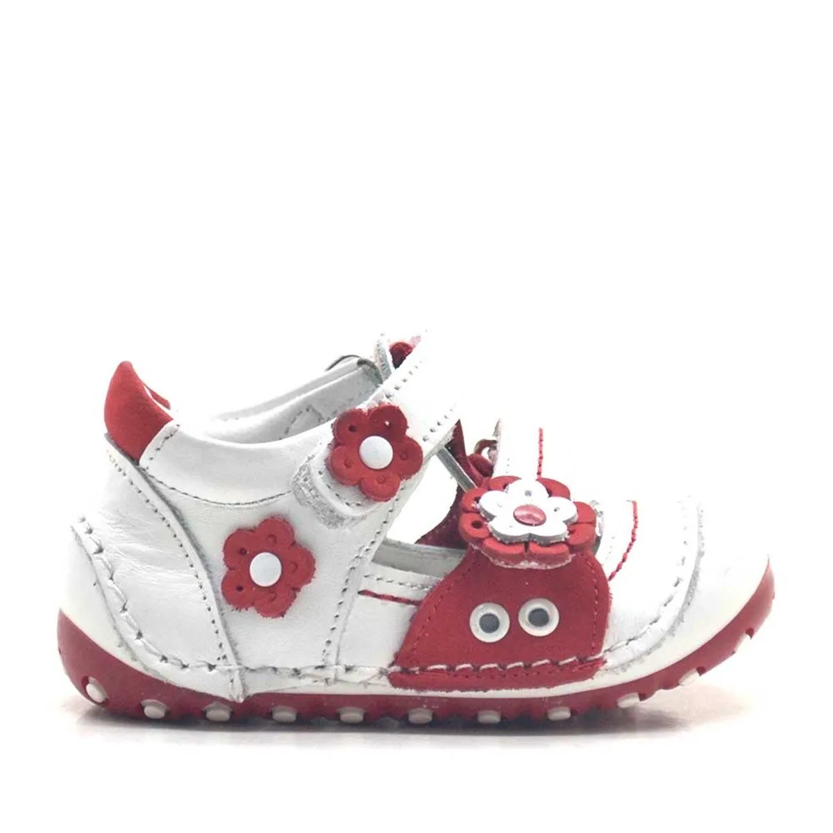 Nino Hakiki Deri Kırmızı Cırtlı Yazlık İlk Adım Ayakkabı