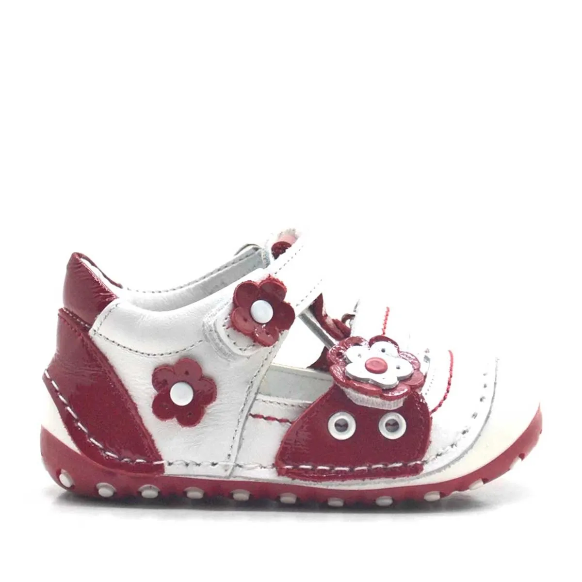 Nino Hakiki Deri Kırmızı Cırtlı Yazlık İlk Adım Ayakkabı