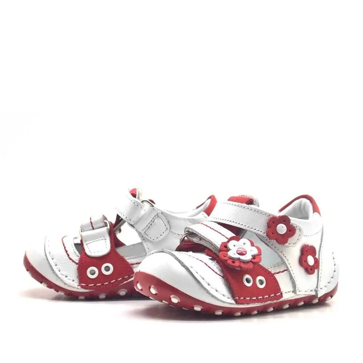 Nino Hakiki Deri Kırmızı Cırtlı Yazlık İlk Adım Ayakkabı