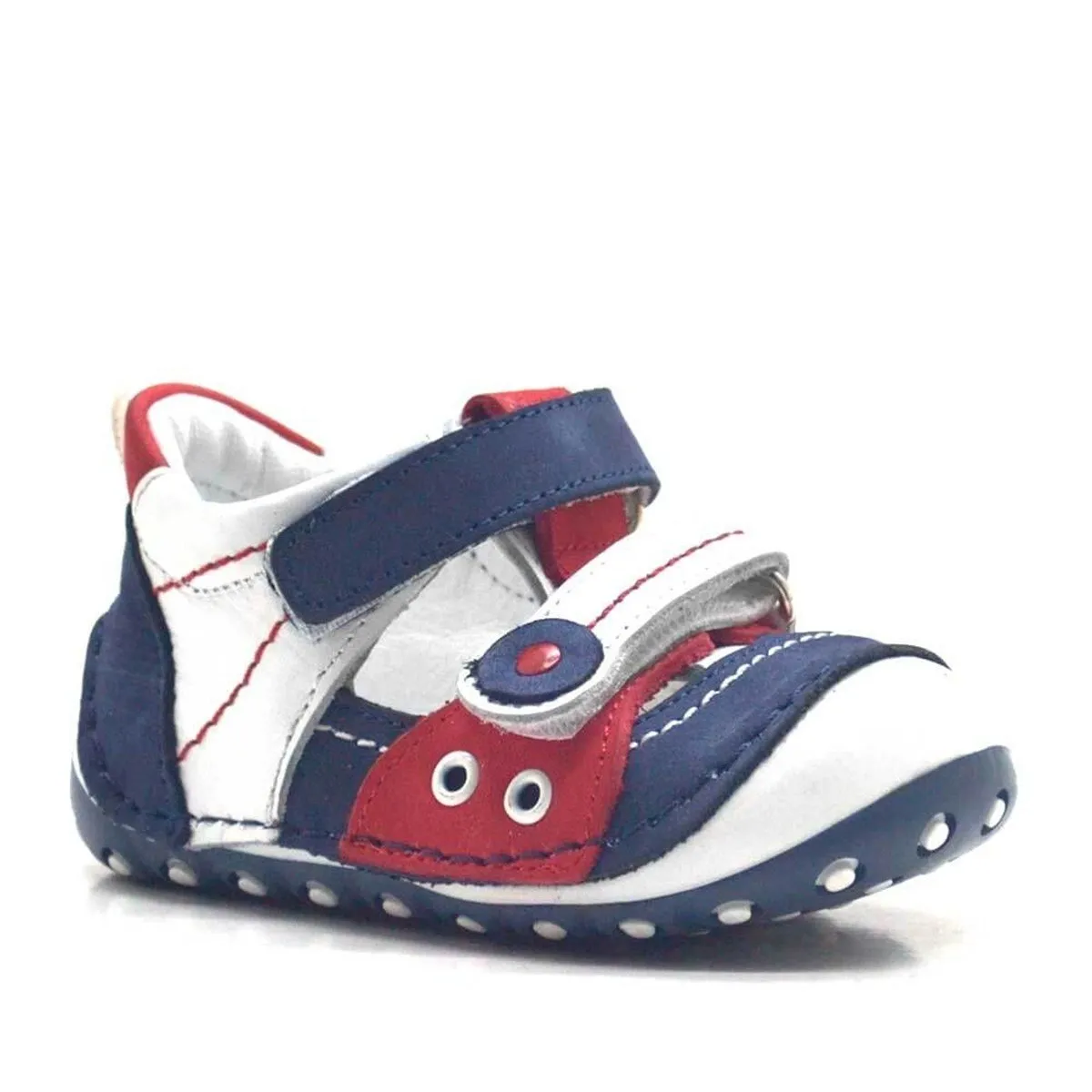 Nino Hakiki Deri Lacivert Cırtlı Yazlık İlk Adım Ayakkabı