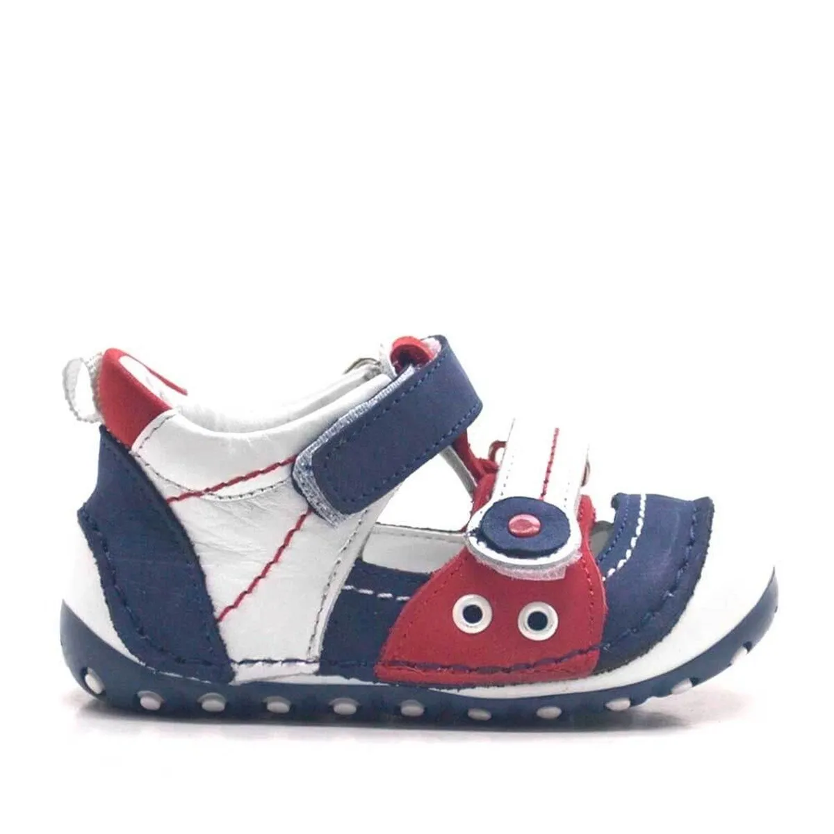 Nino Hakiki Deri Lacivert Cırtlı Yazlık İlk Adım Ayakkabı