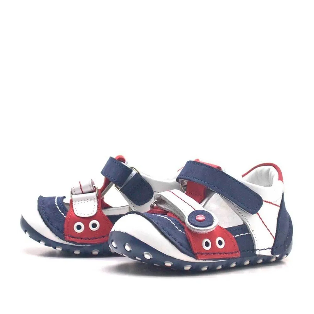 Nino Hakiki Deri Lacivert Cırtlı Yazlık İlk Adım Ayakkabı