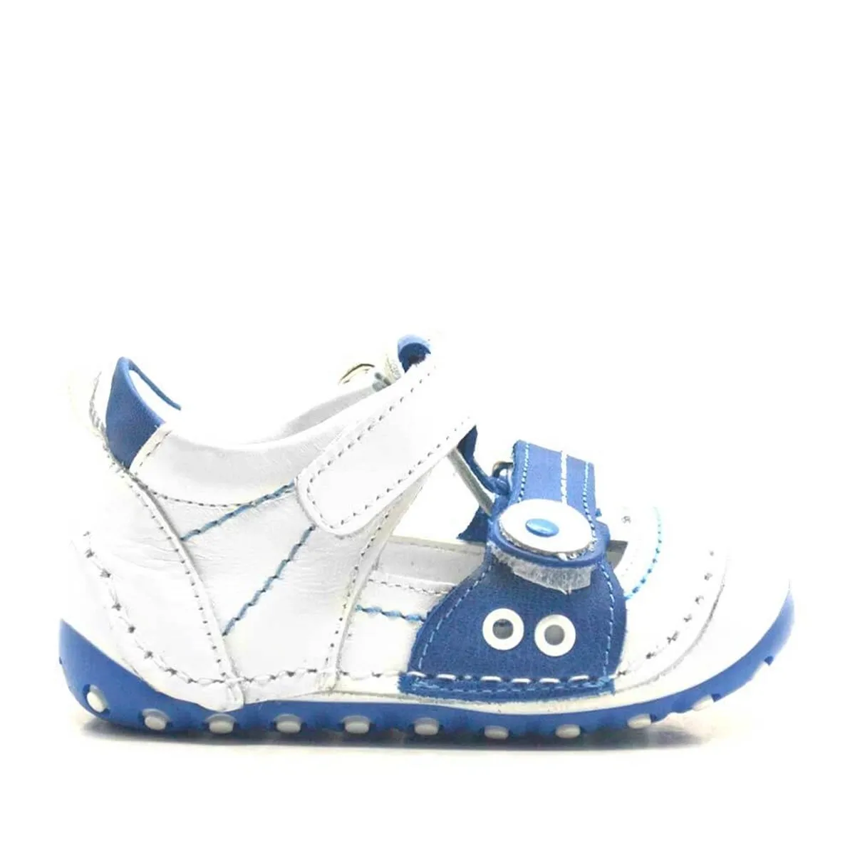 Nino Hakiki Deri Mavi Cırtlı Yazlık İlk Adım Ayakkabı