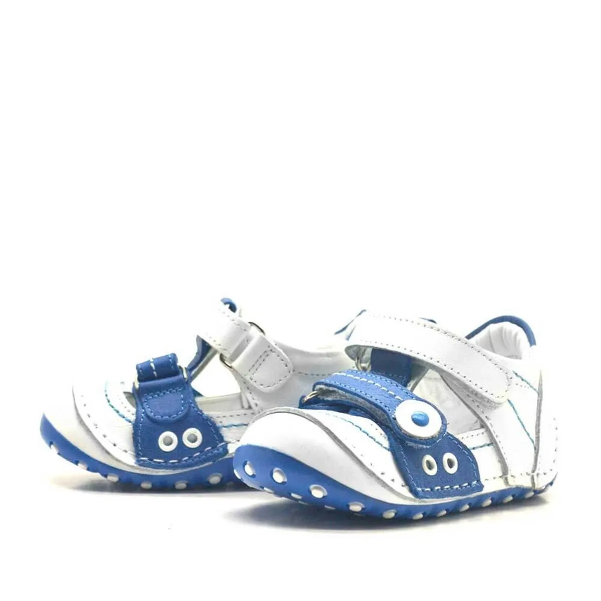 Nino Hakiki Deri Mavi Cırtlı Yazlık İlk Adım Ayakkabı