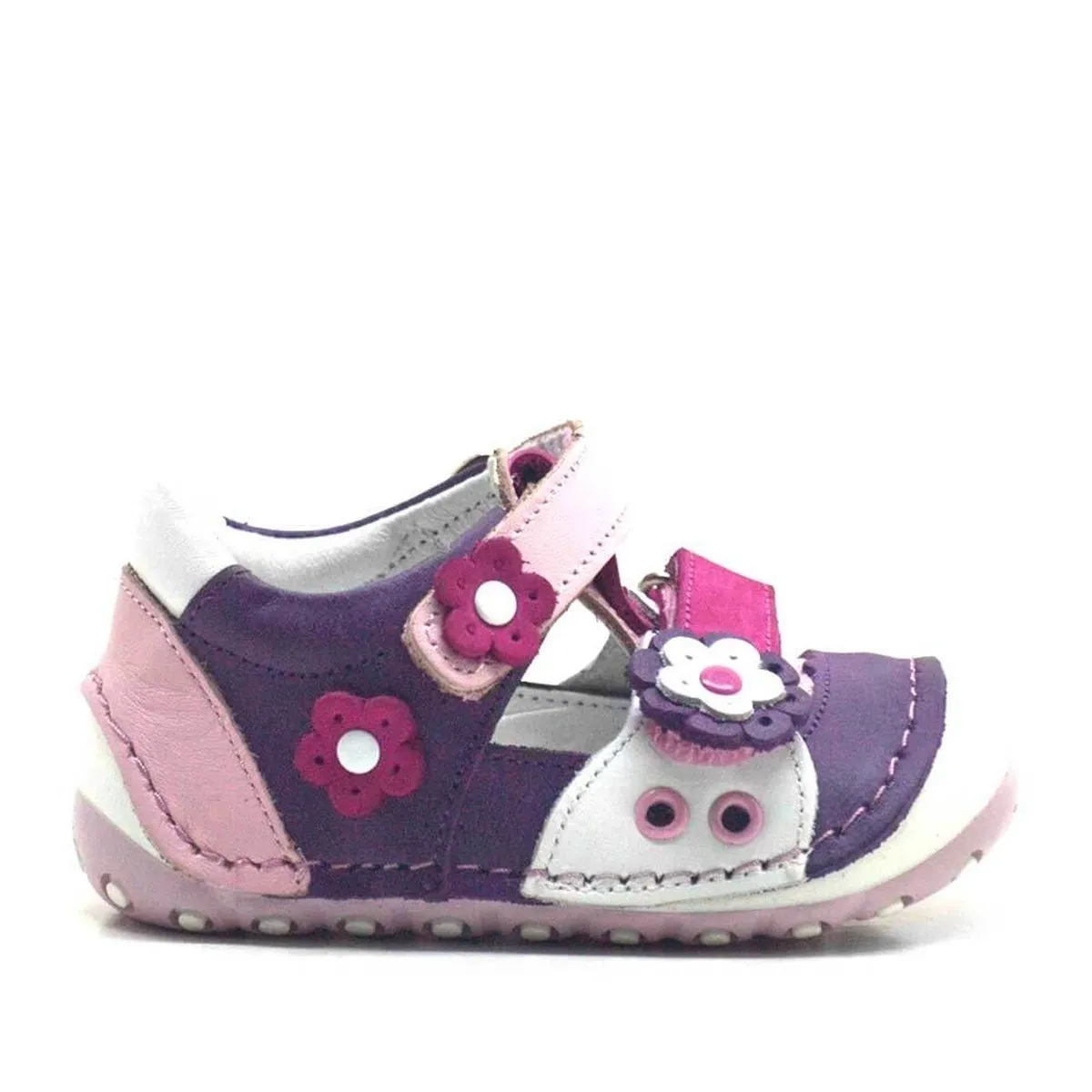 Nino Hakiki Deri Mor Pembe Cırtlı Yazlık İlk Adım Ayakkabı