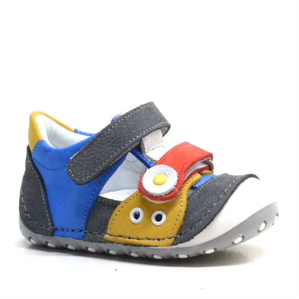 Nino Hakiki Deri Renkli Cırtlı Yazlık İlk Adım Ayakkabı