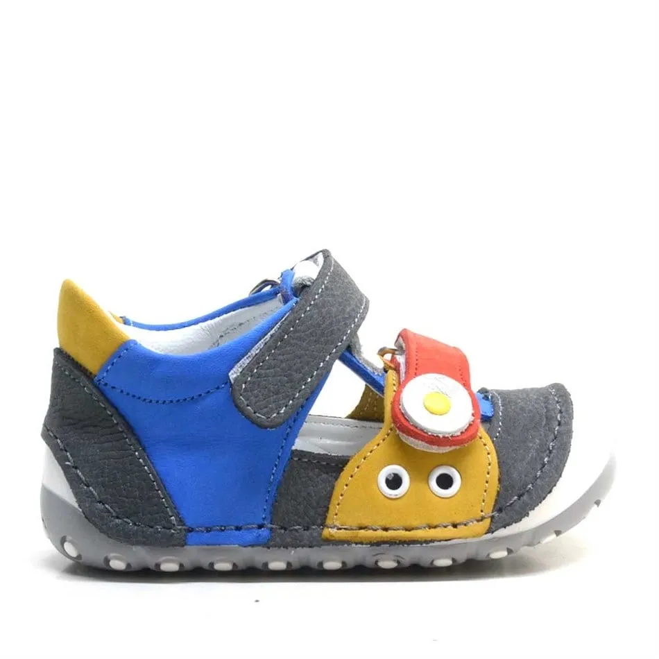 Nino Hakiki Deri Renkli Cırtlı Yazlık İlk Adım Ayakkabı