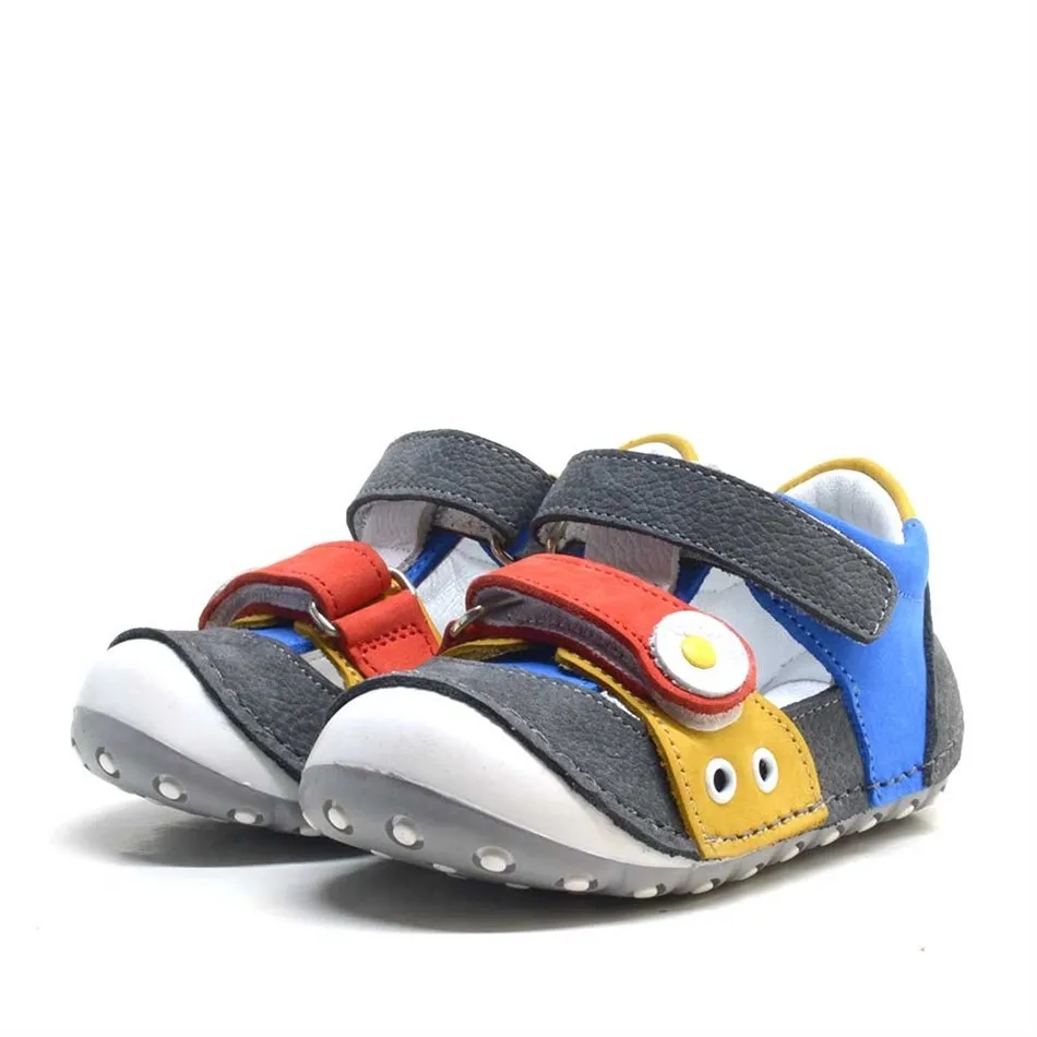 Nino Hakiki Deri Renkli Cırtlı Yazlık İlk Adım Ayakkabı