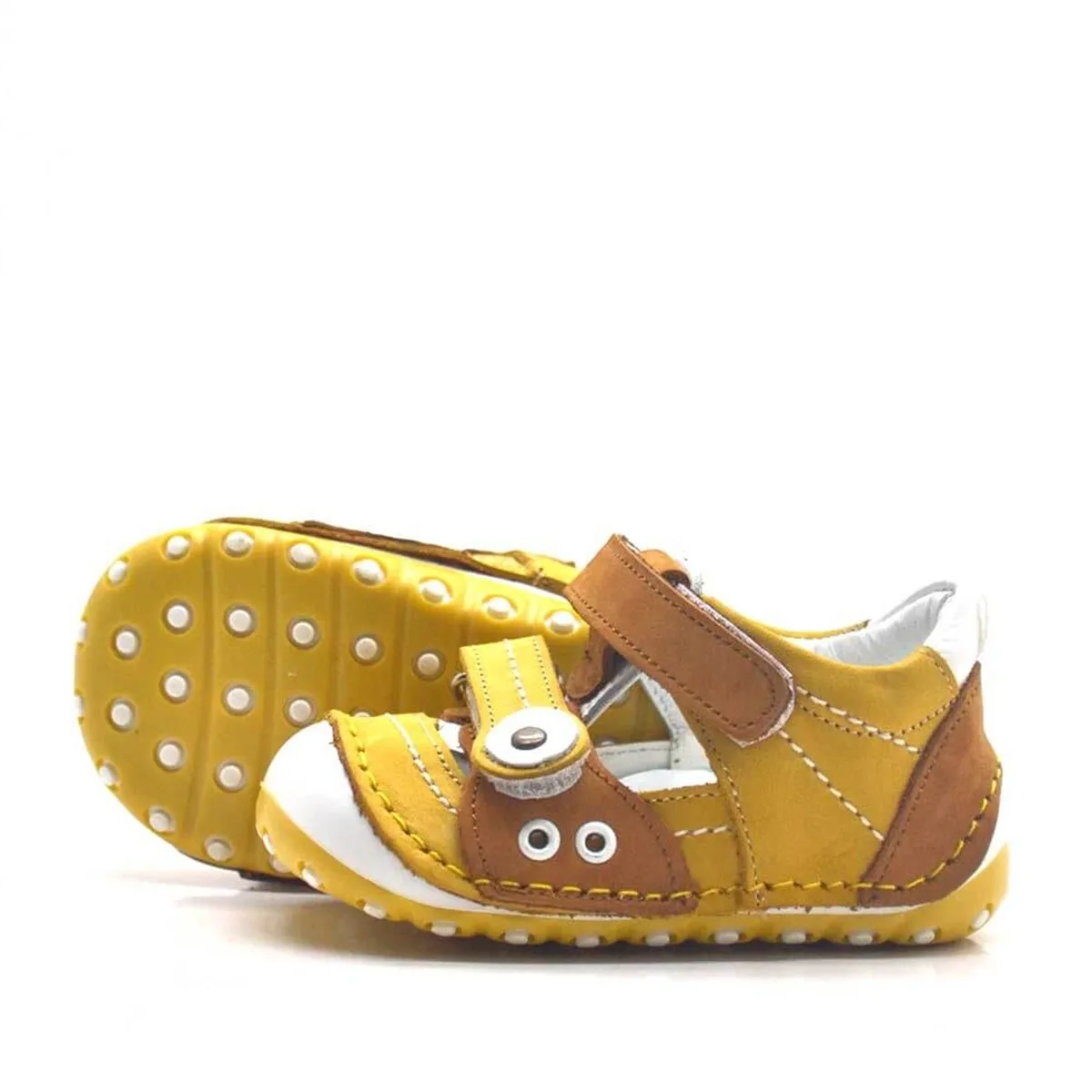 Nino Hakiki Deri Sarı Nubuk Cırtlı Yazlık İlk Adım Ayakkabı