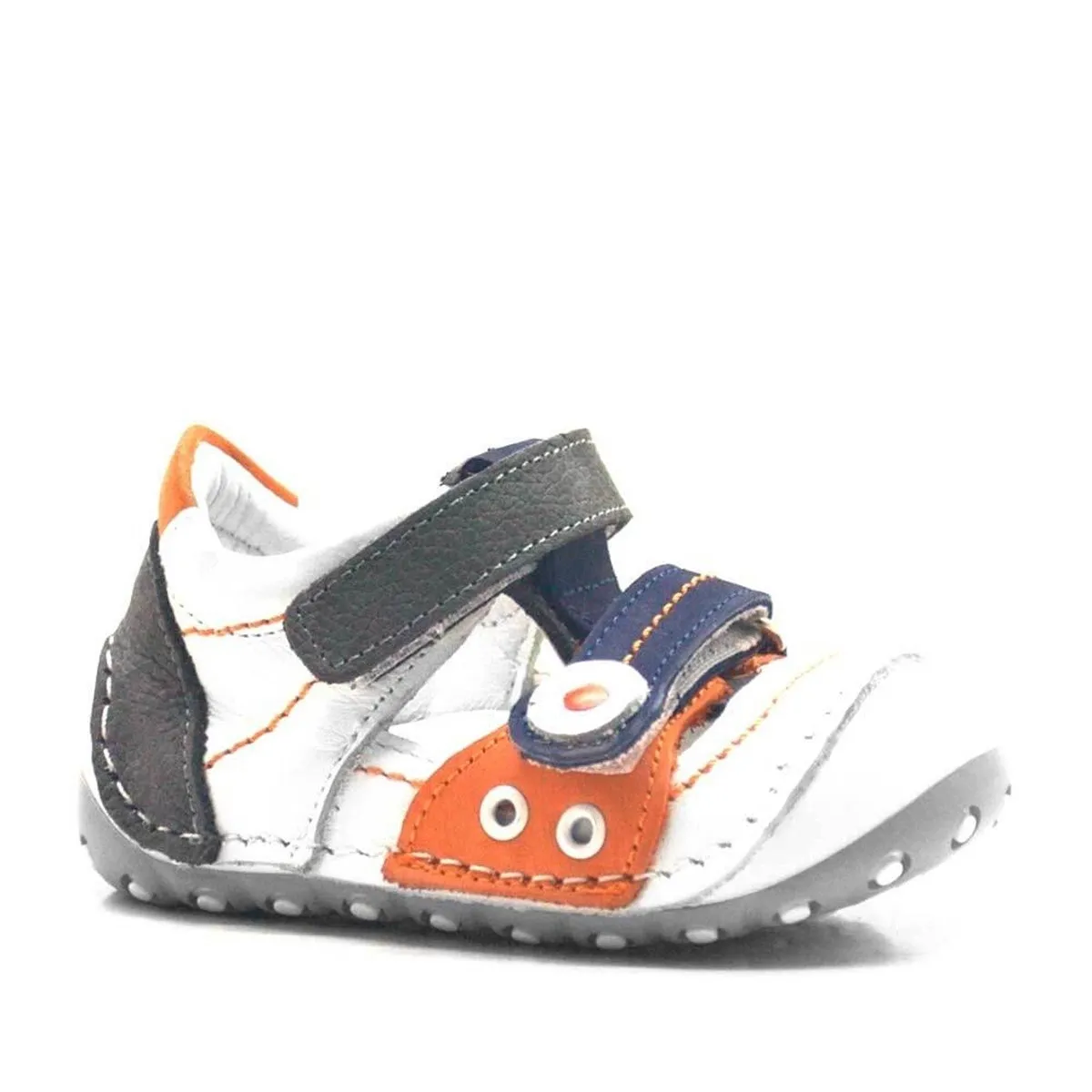 Nino Hakiki Deri Turuncu Cırtlı Yazlık İlk Adım Ayakkabı