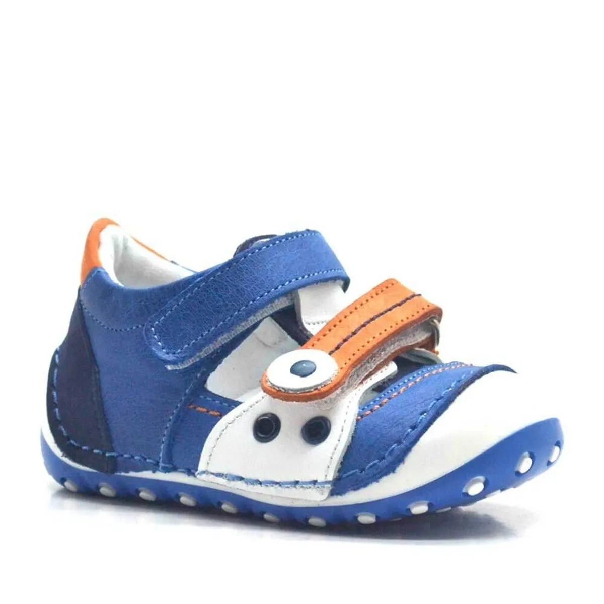 Nino Hakiki Deri Turuncu Cırtlı Yazlık İlk Adım Ayakkabı