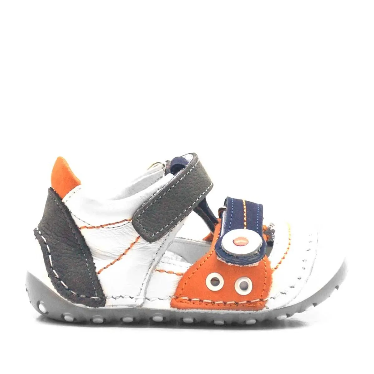 Nino Hakiki Deri Turuncu Cırtlı Yazlık İlk Adım Ayakkabı