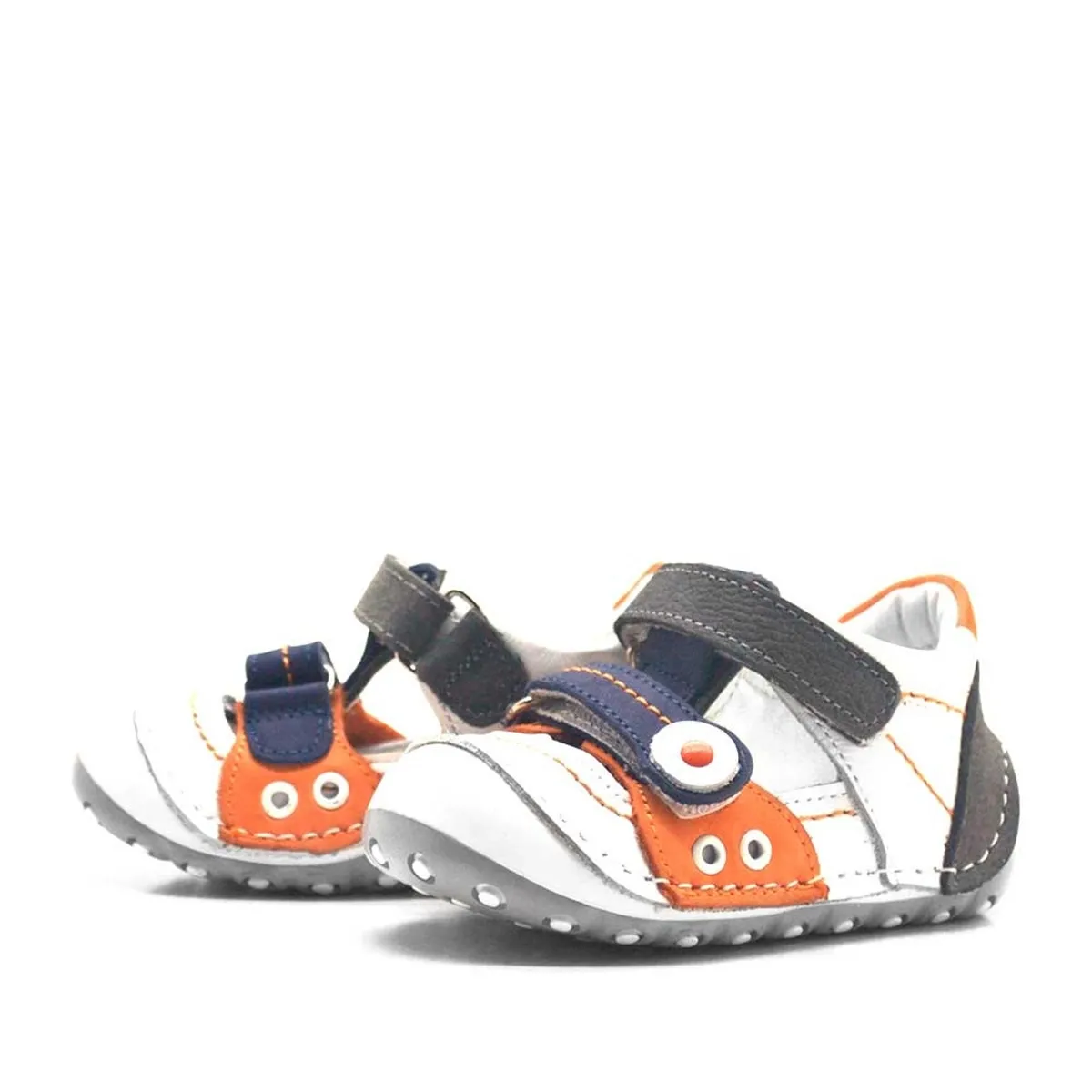 Nino Hakiki Deri Turuncu Cırtlı Yazlık İlk Adım Ayakkabı