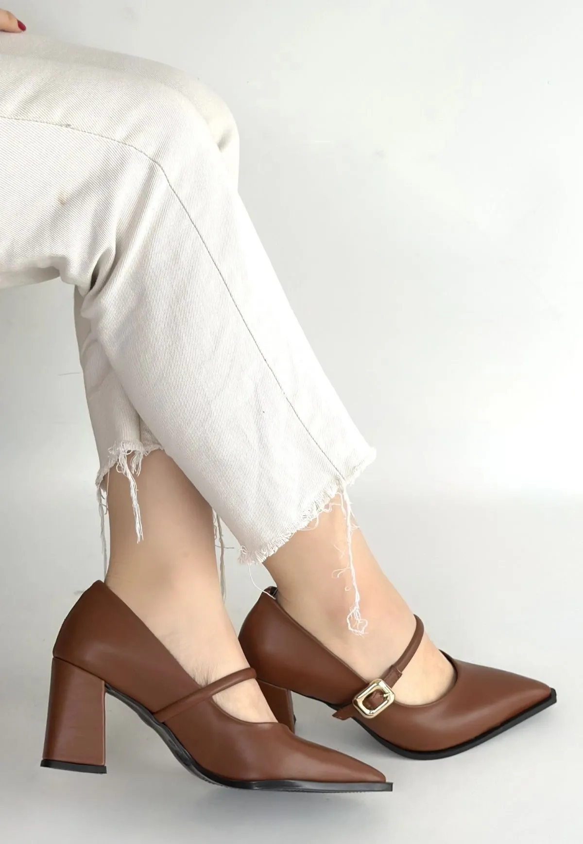 Nıvra Taba Cilt Topuklu Ayakkabı