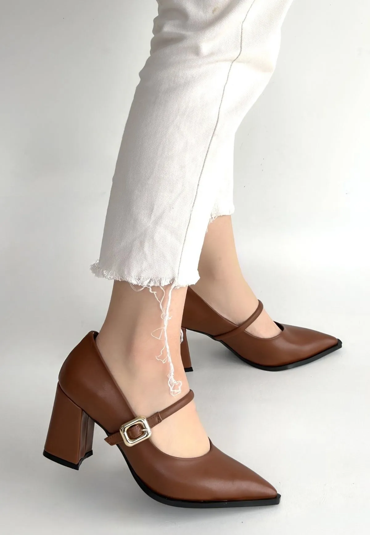 Nıvra Taba Cilt Topuklu Ayakkabı