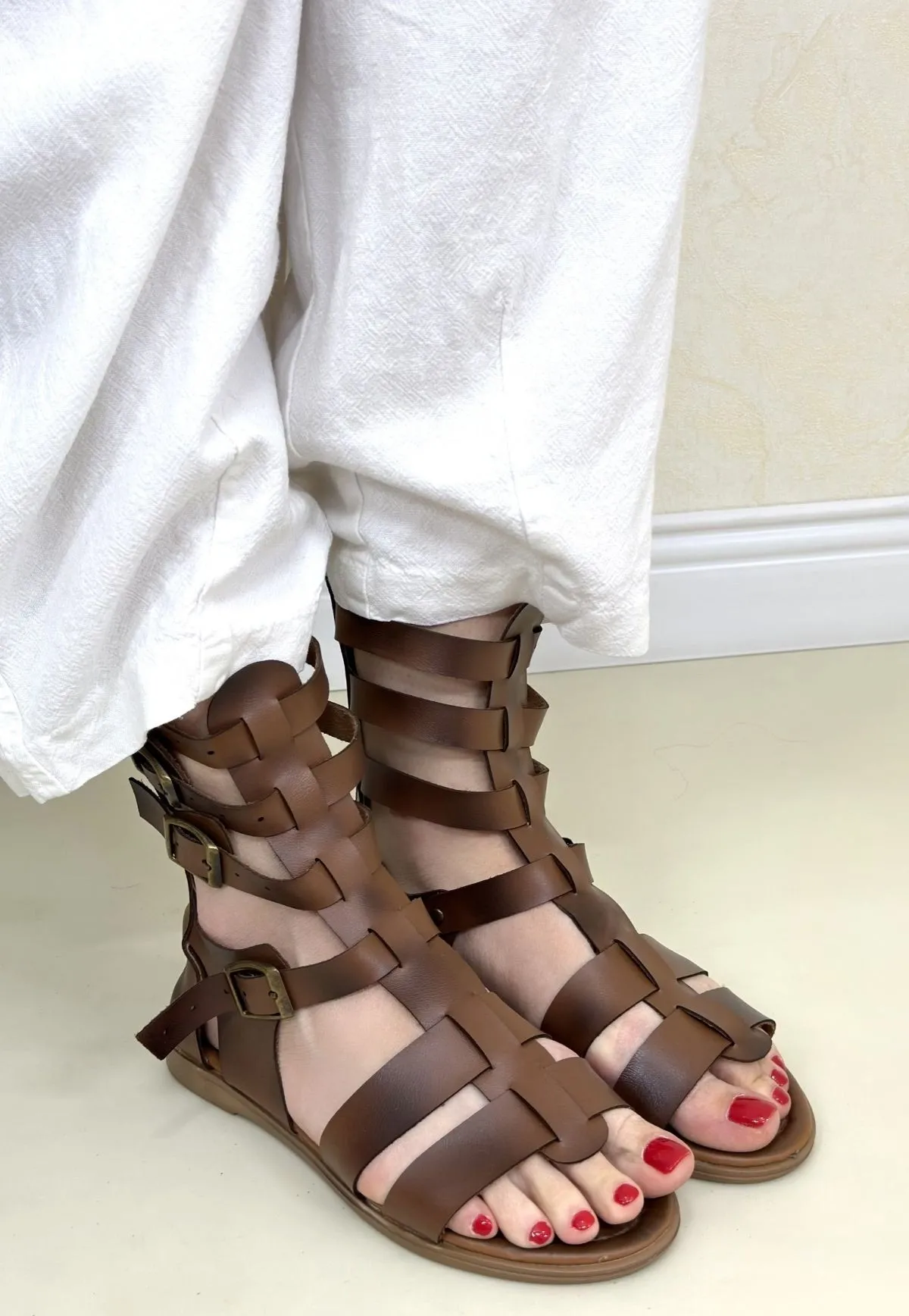 Nola Taba Deri Kemerli Sandalet