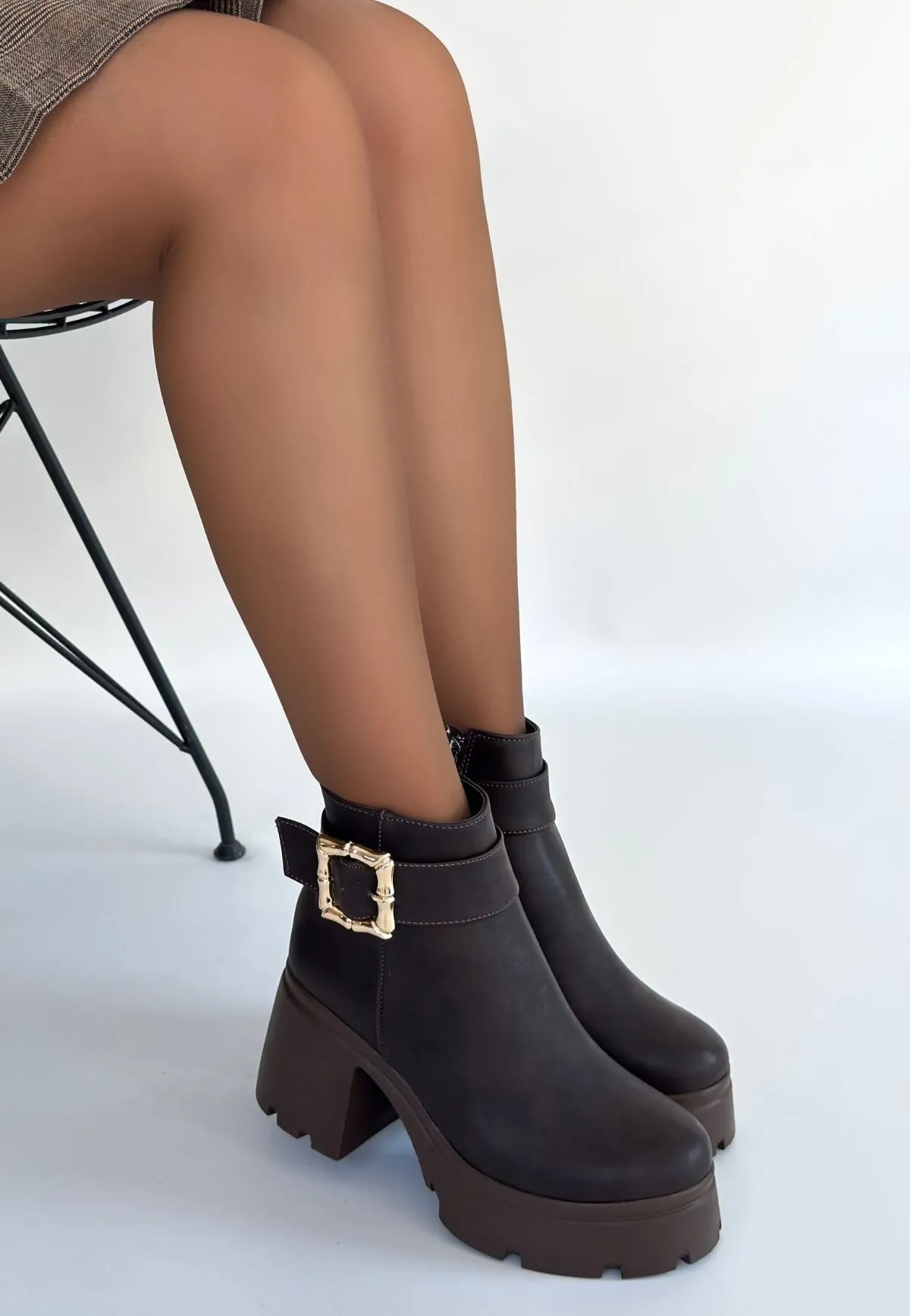 Pinma Acı Kahve Cilt Topuklu Bot