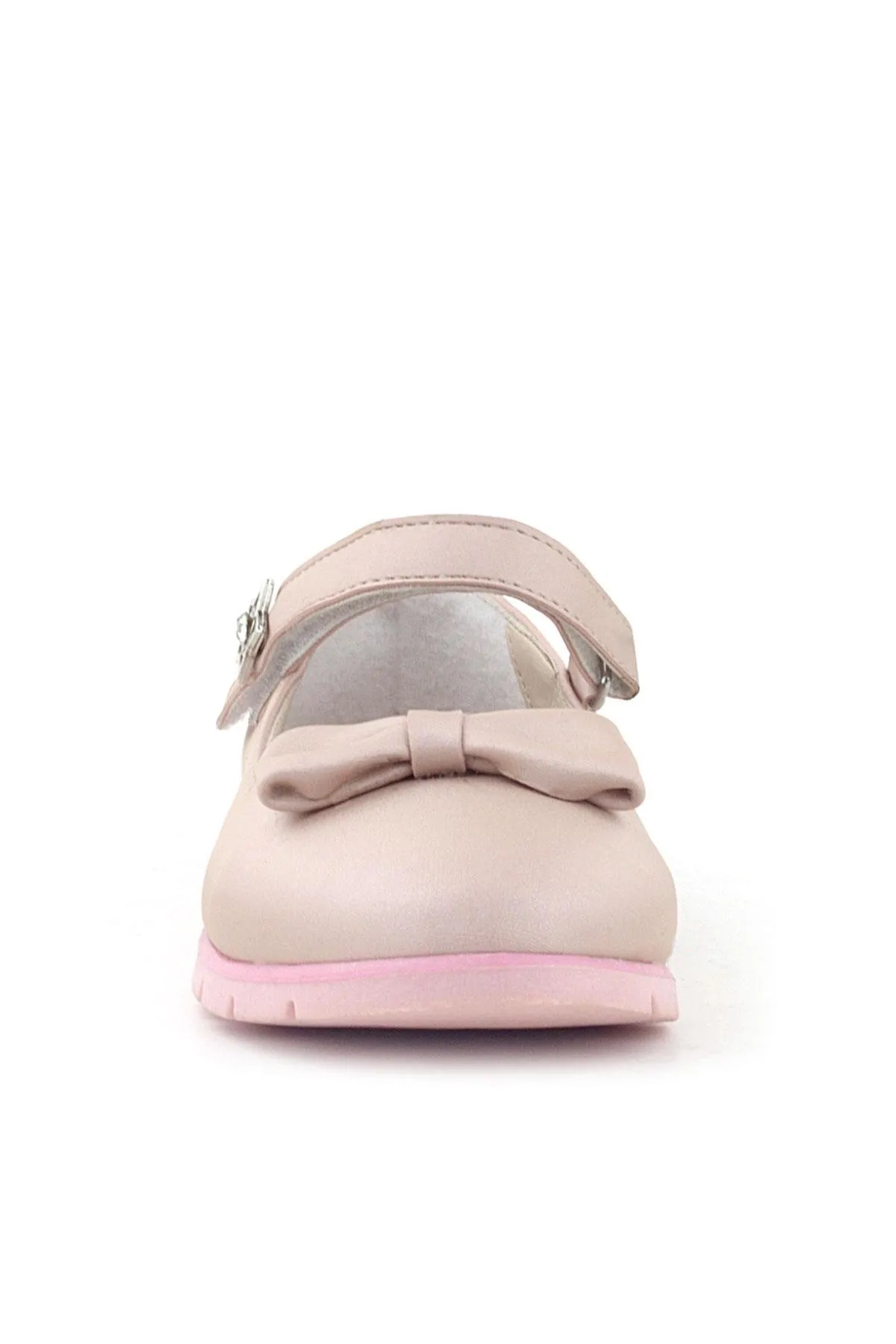 Pudra Fiyonklu Cırtlı Yıldızlı Kız Çocuk Babet