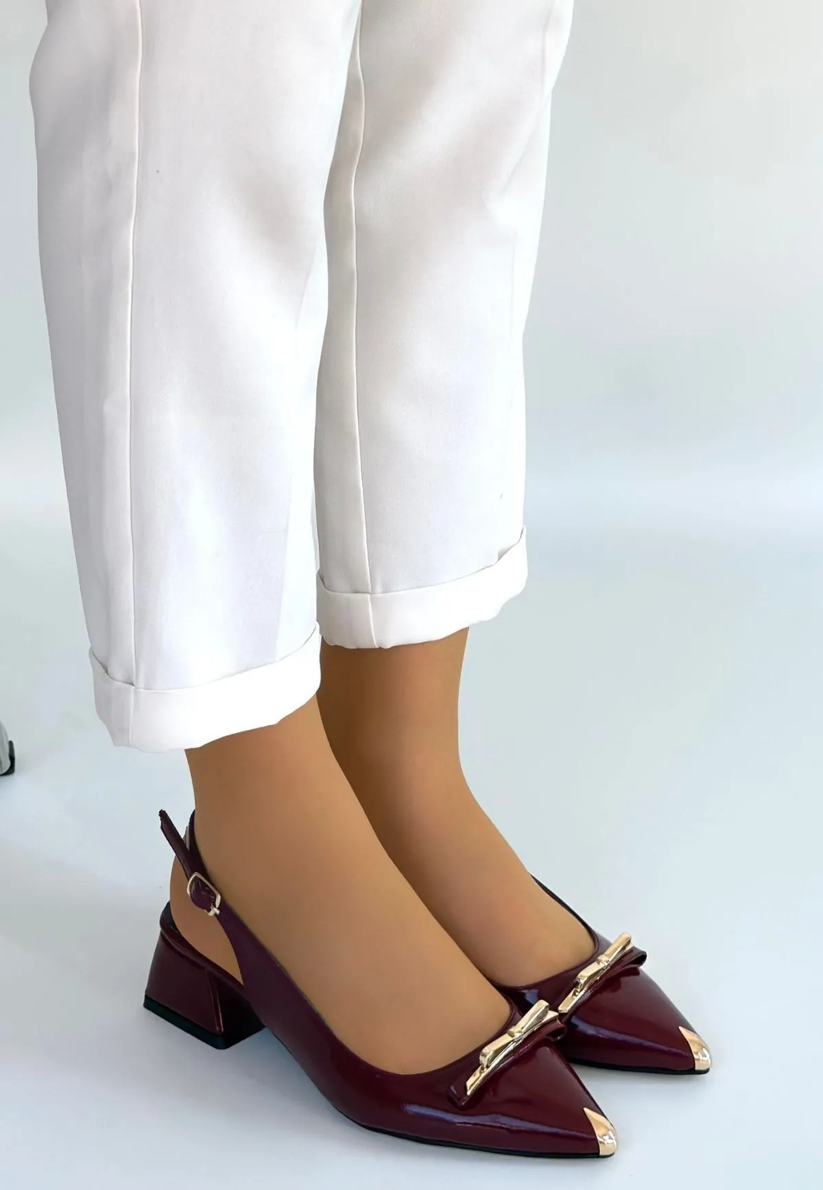 Ricy Bordo Rugan Topuklu Ayakkabı