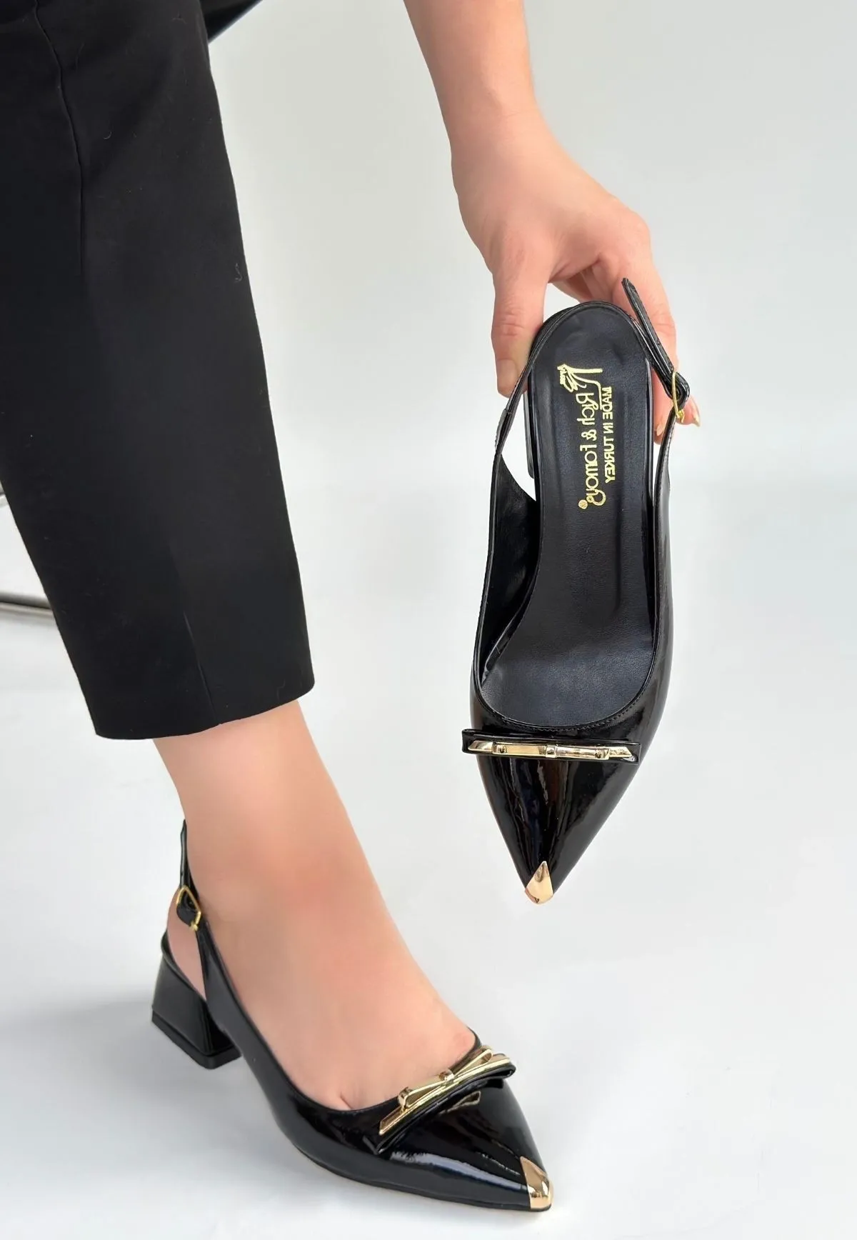 Ricy Siyah Rugan Topuklu Ayakkabı