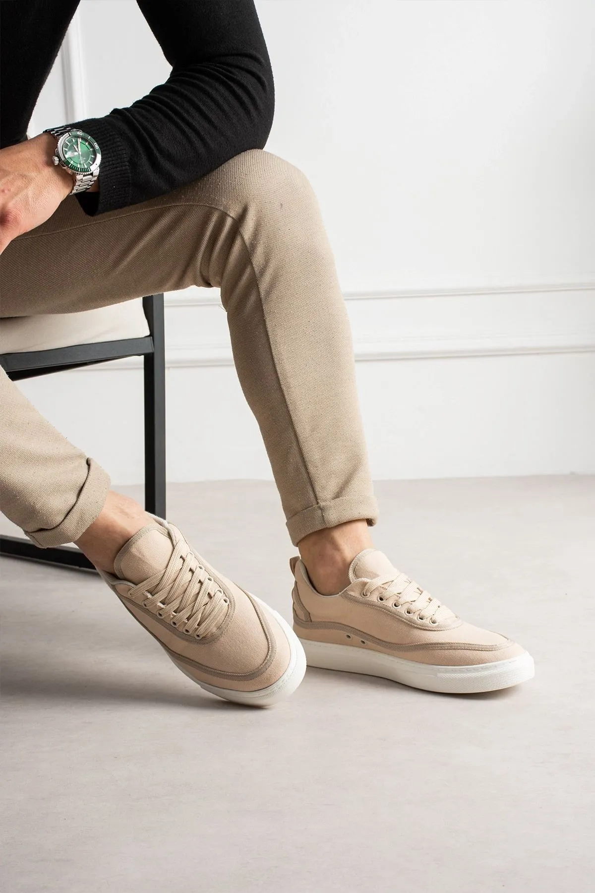 Rs625 - Keten Erkek Spor Ayakkabı Bej/bej