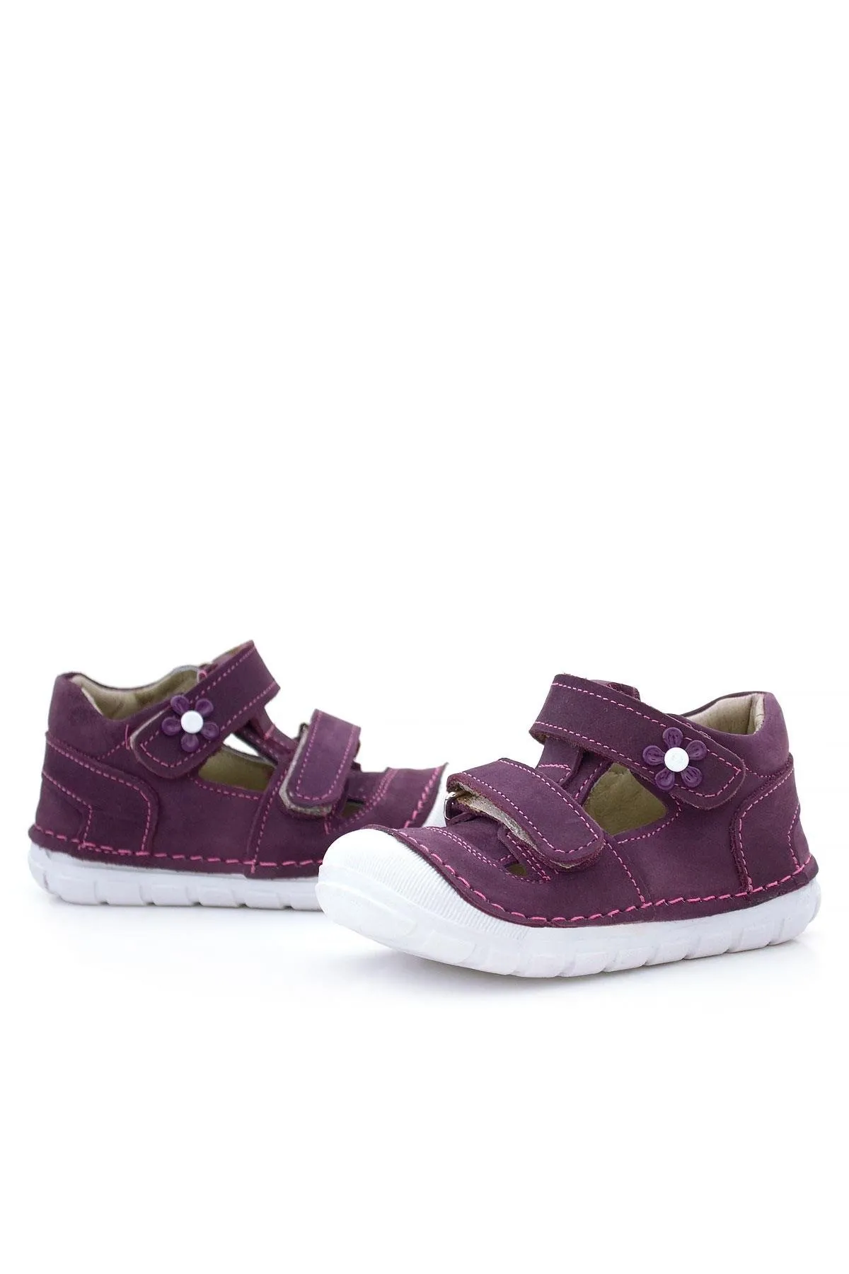 Ruby Hakiki Deri Mor Çiçek Detaylı İlk Adım Ayakkabısı