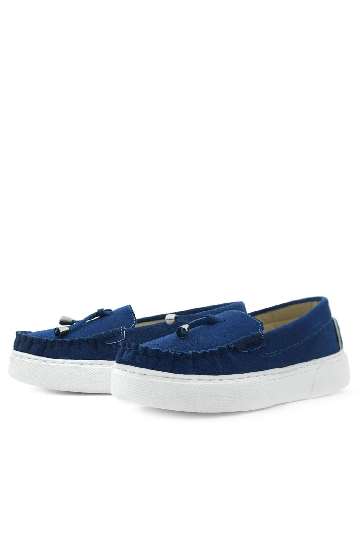 Saks Mavi Süet Ekstra Hafif Çocuk Makosen Ayakkabı