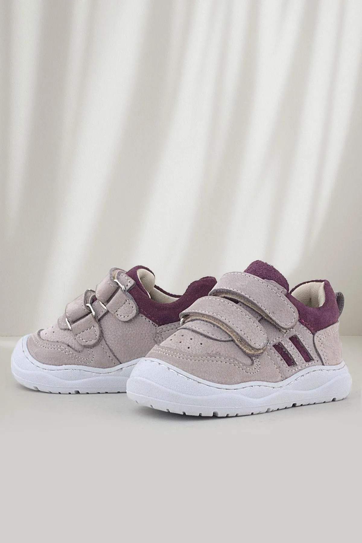 Schaggy Hakiki Deri Açık Bej Bordo Bebek Spor Ayakkabı