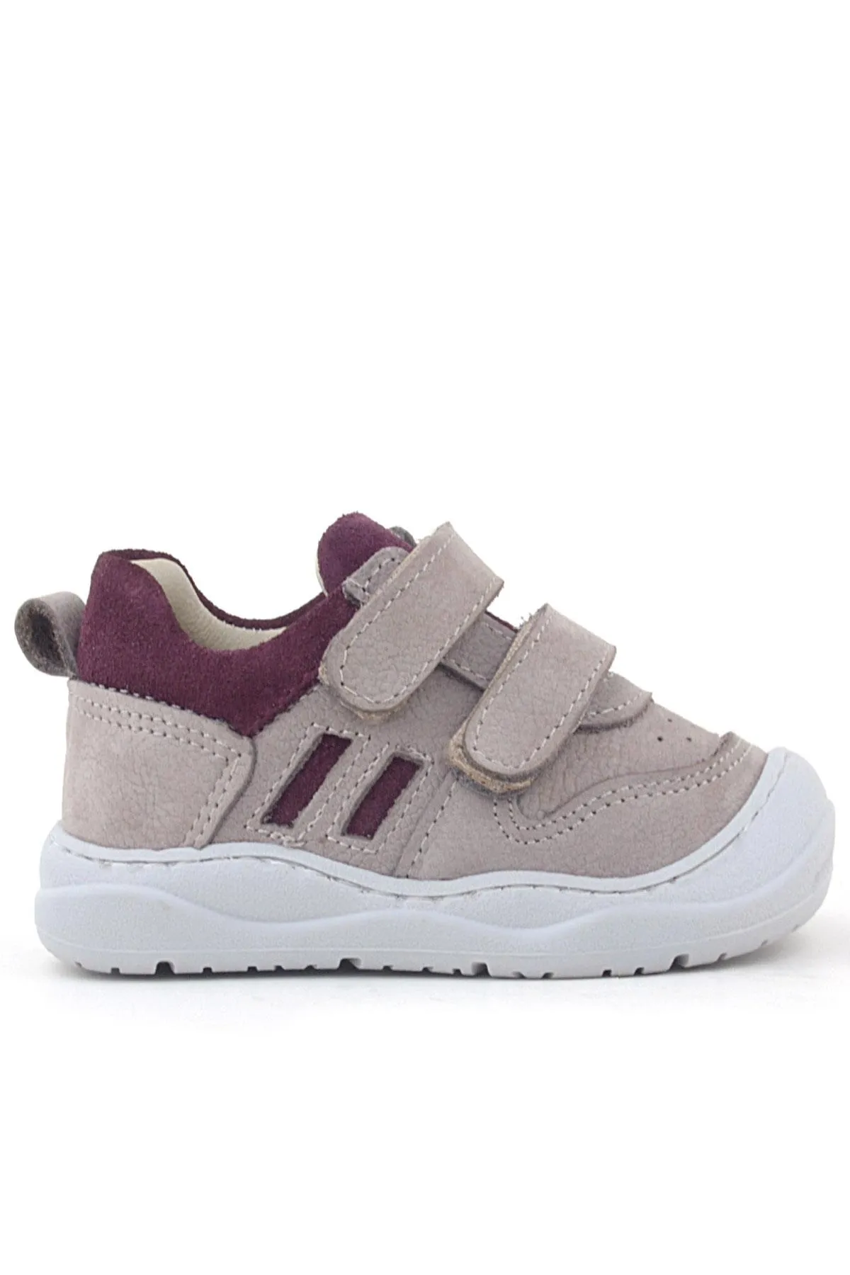 Schaggy Hakiki Deri Açık Bej Bordo Bebek Spor Ayakkabı