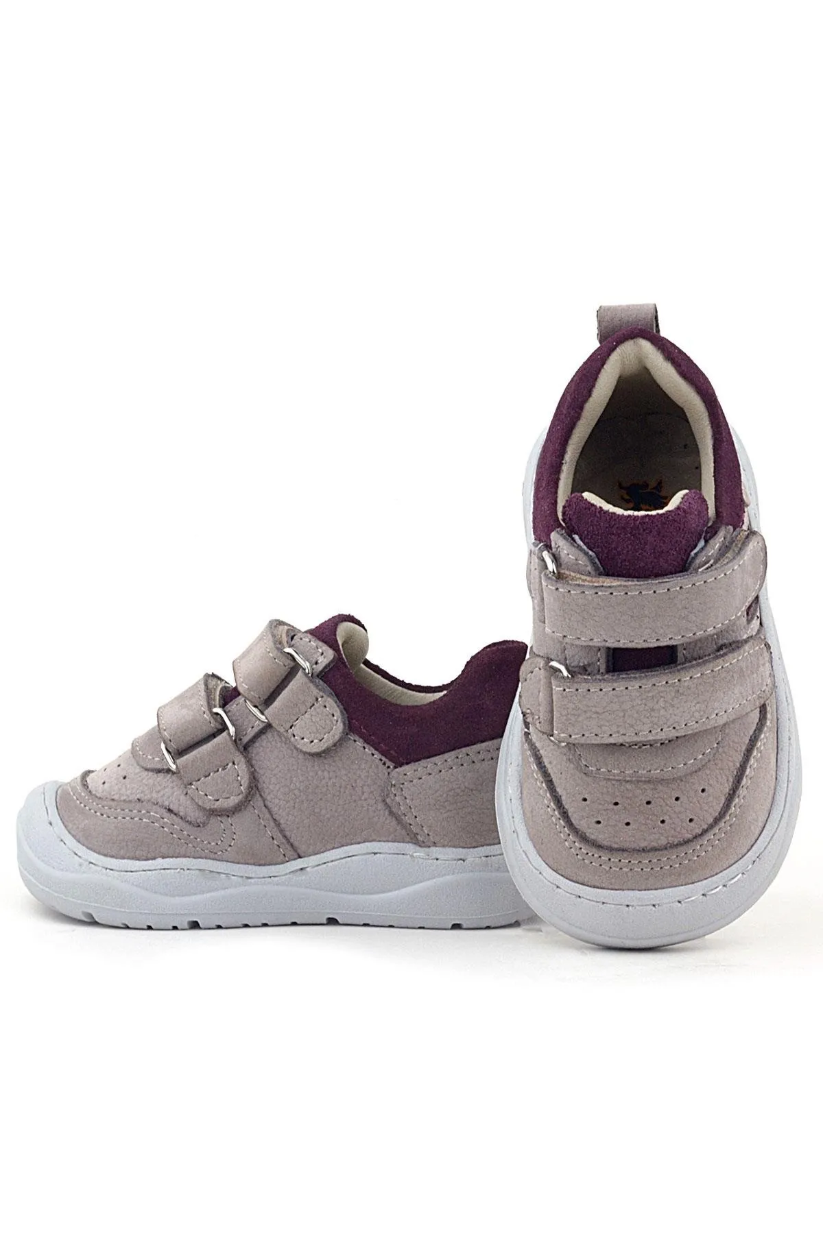 Schaggy Hakiki Deri Açık Bej Bordo Bebek Spor Ayakkabı