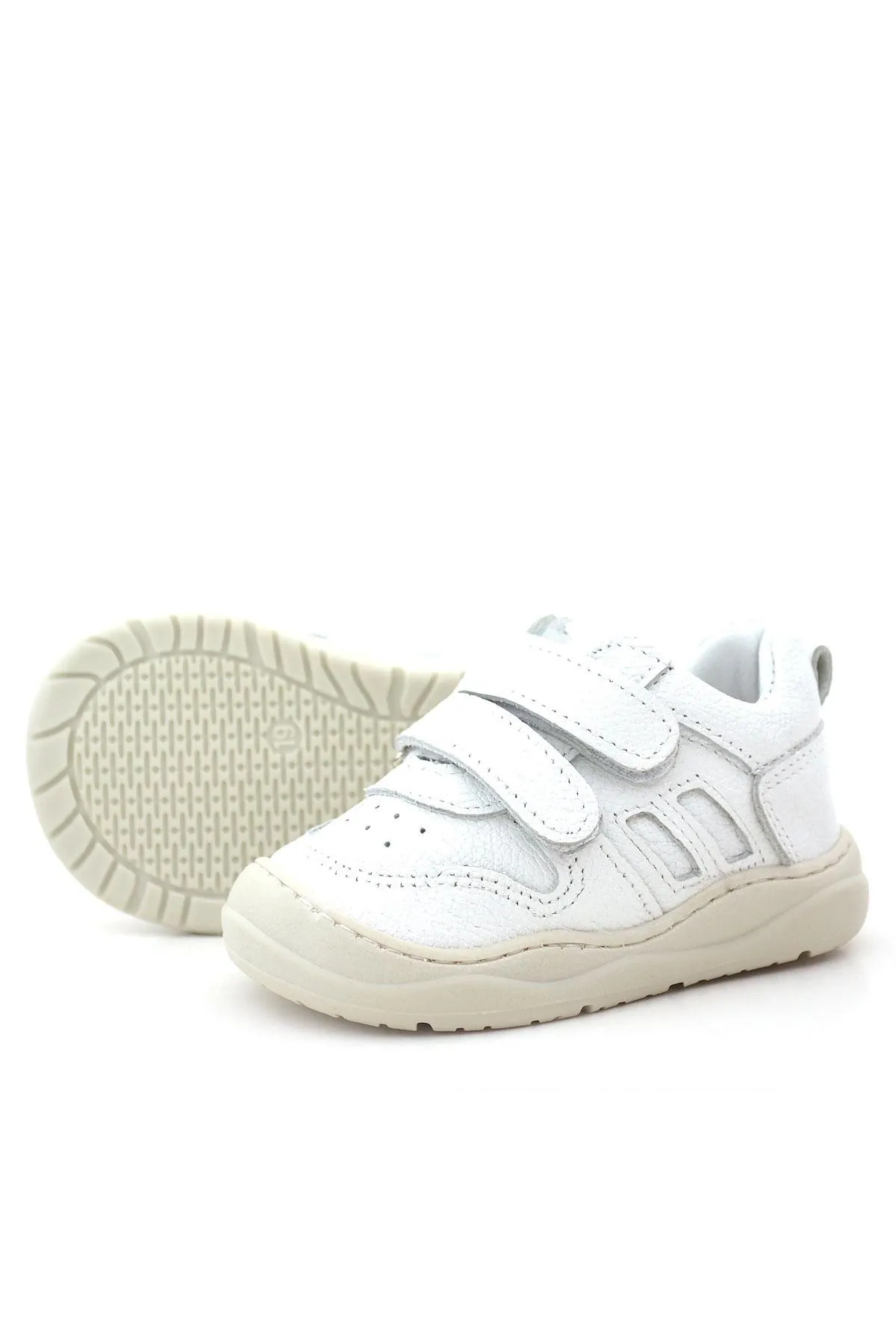 Schaggy Hakiki Deri Beyaz Cırtlı Bebek Spor Ayakkabı