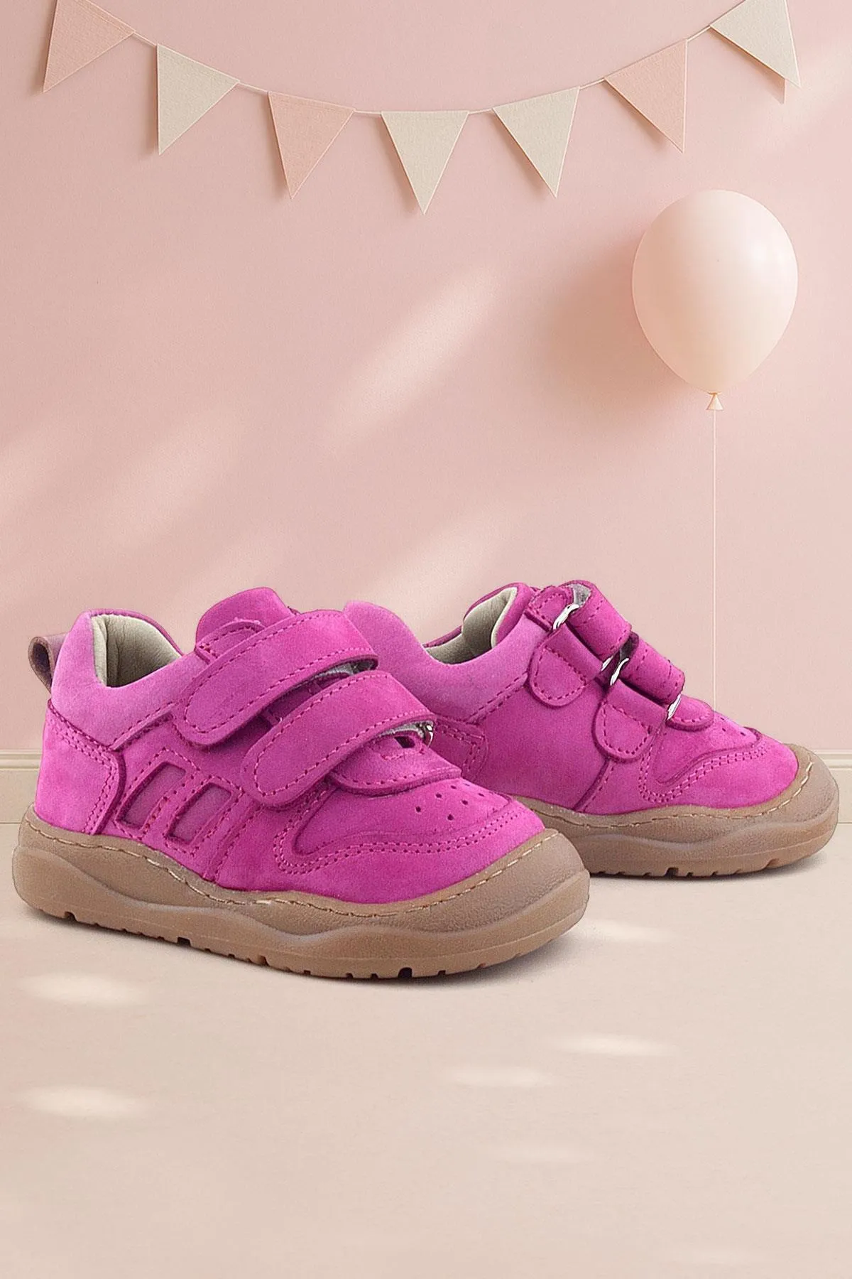Schaggy Hakiki Deri Fuşya Bebek Spor Ayakkabı