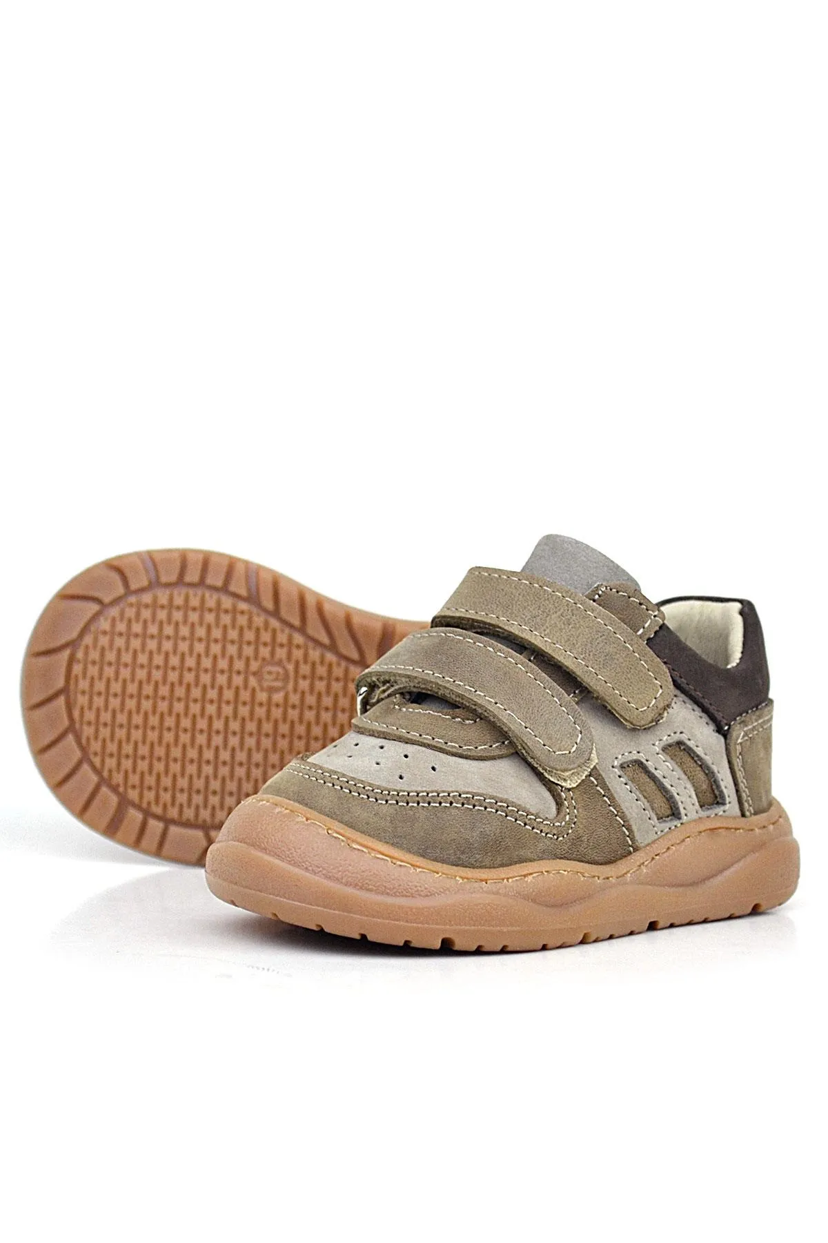 Schaggy Hakiki Deri Kum Gri Bebek Spor Ayakkabı