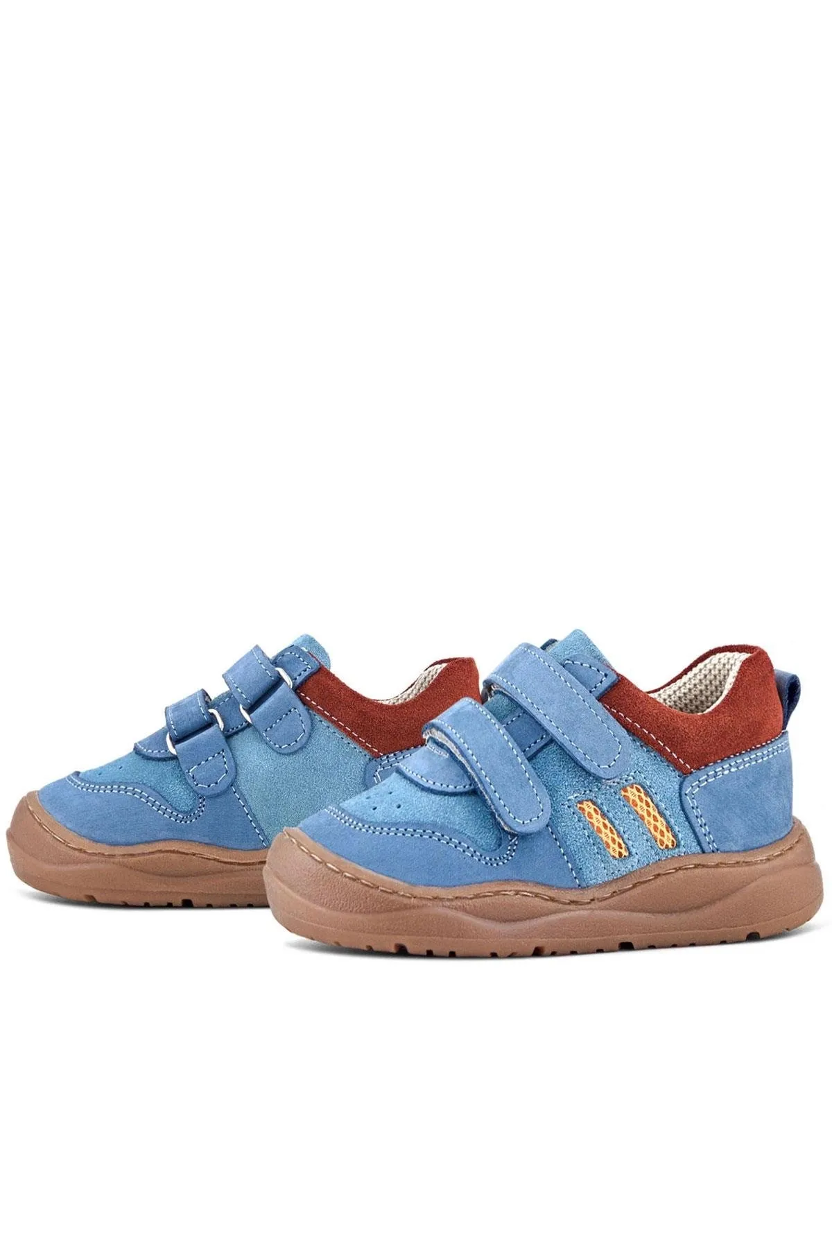 Schaggy Hakiki Deri Mavi Bordo Cırtlı Bebek Spor Ayakkabı