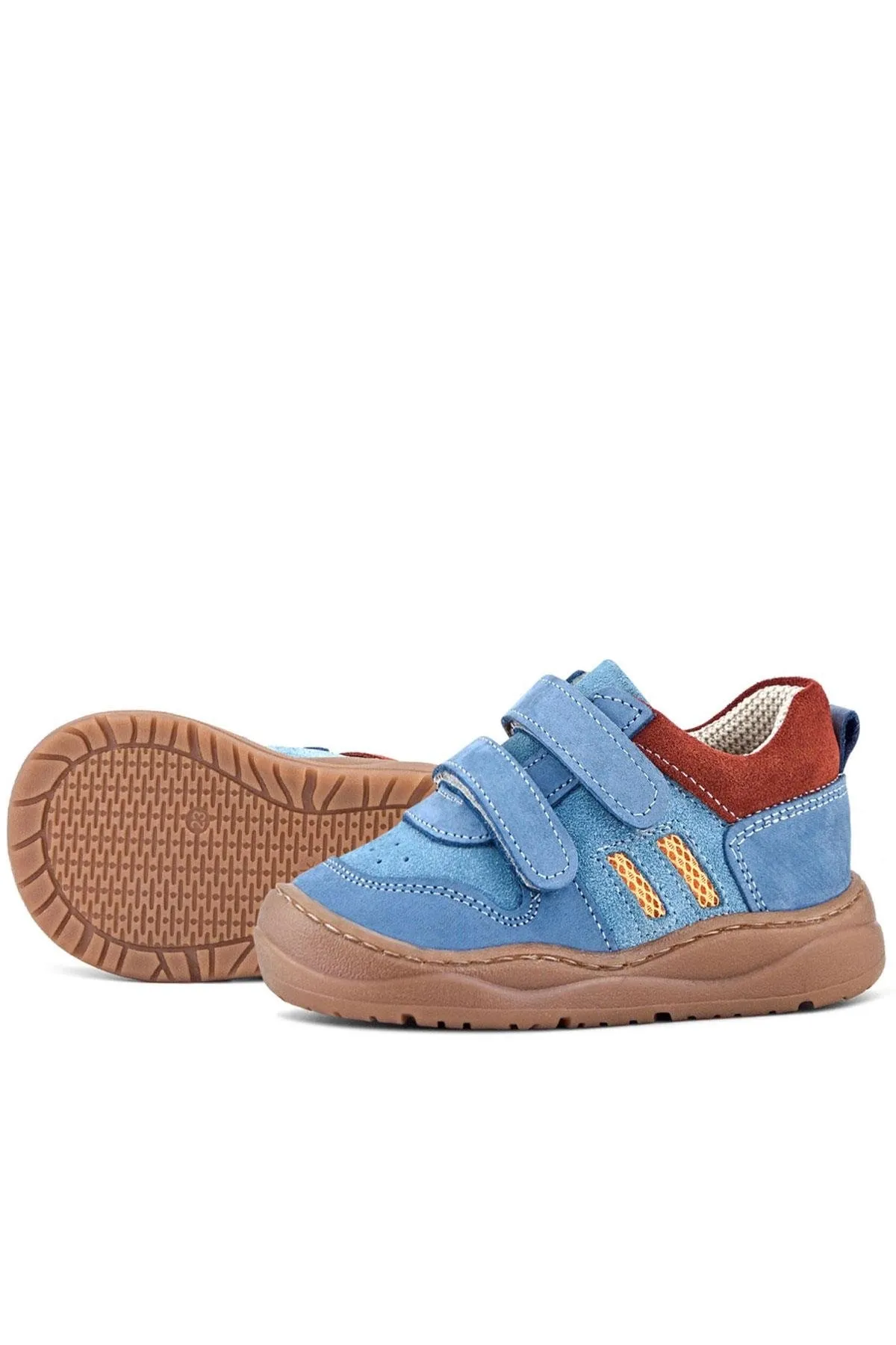 Schaggy Hakiki Deri Mavi Bordo Cırtlı Bebek Spor Ayakkabı