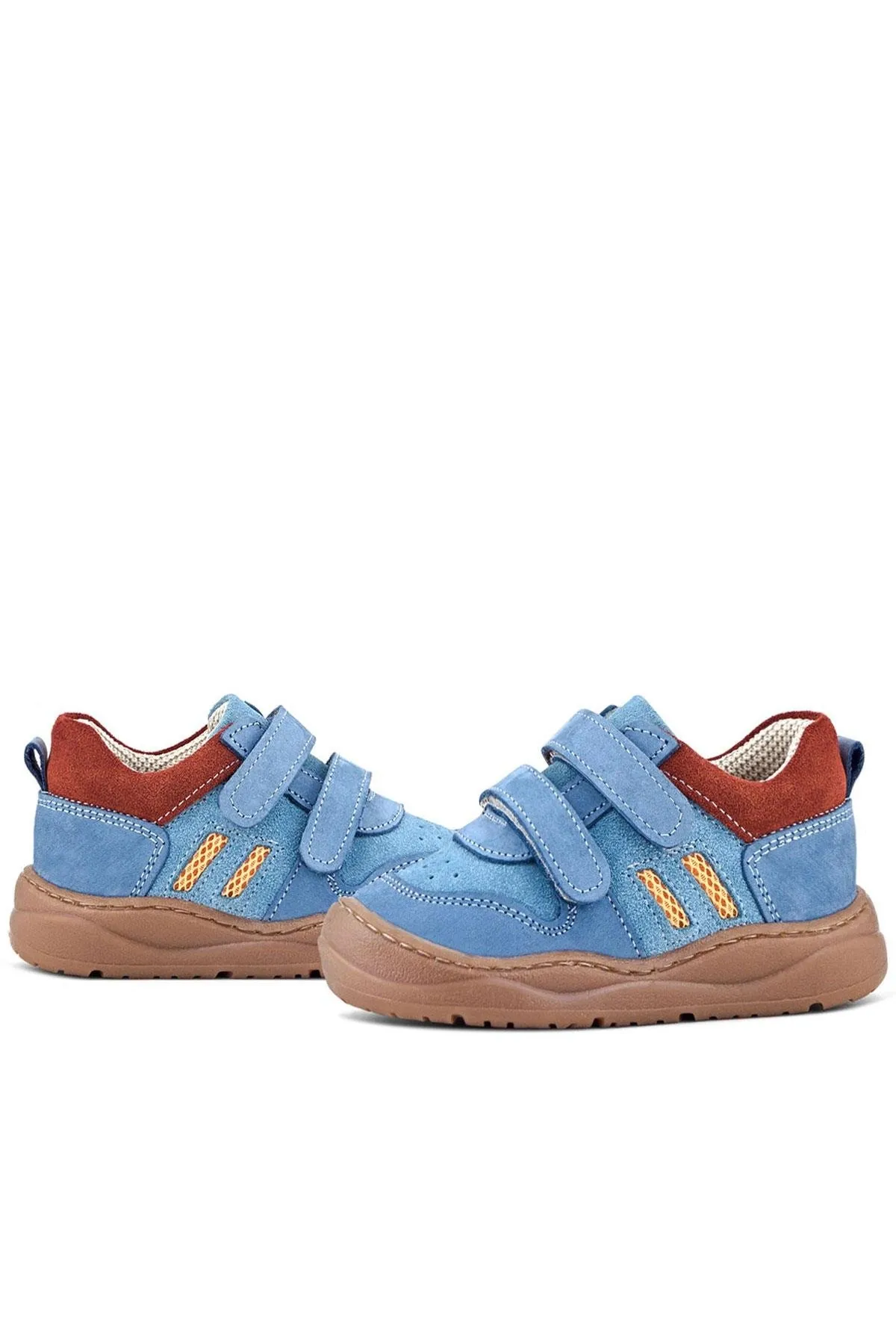 Schaggy Hakiki Deri Mavi Bordo Cırtlı Bebek Spor Ayakkabı