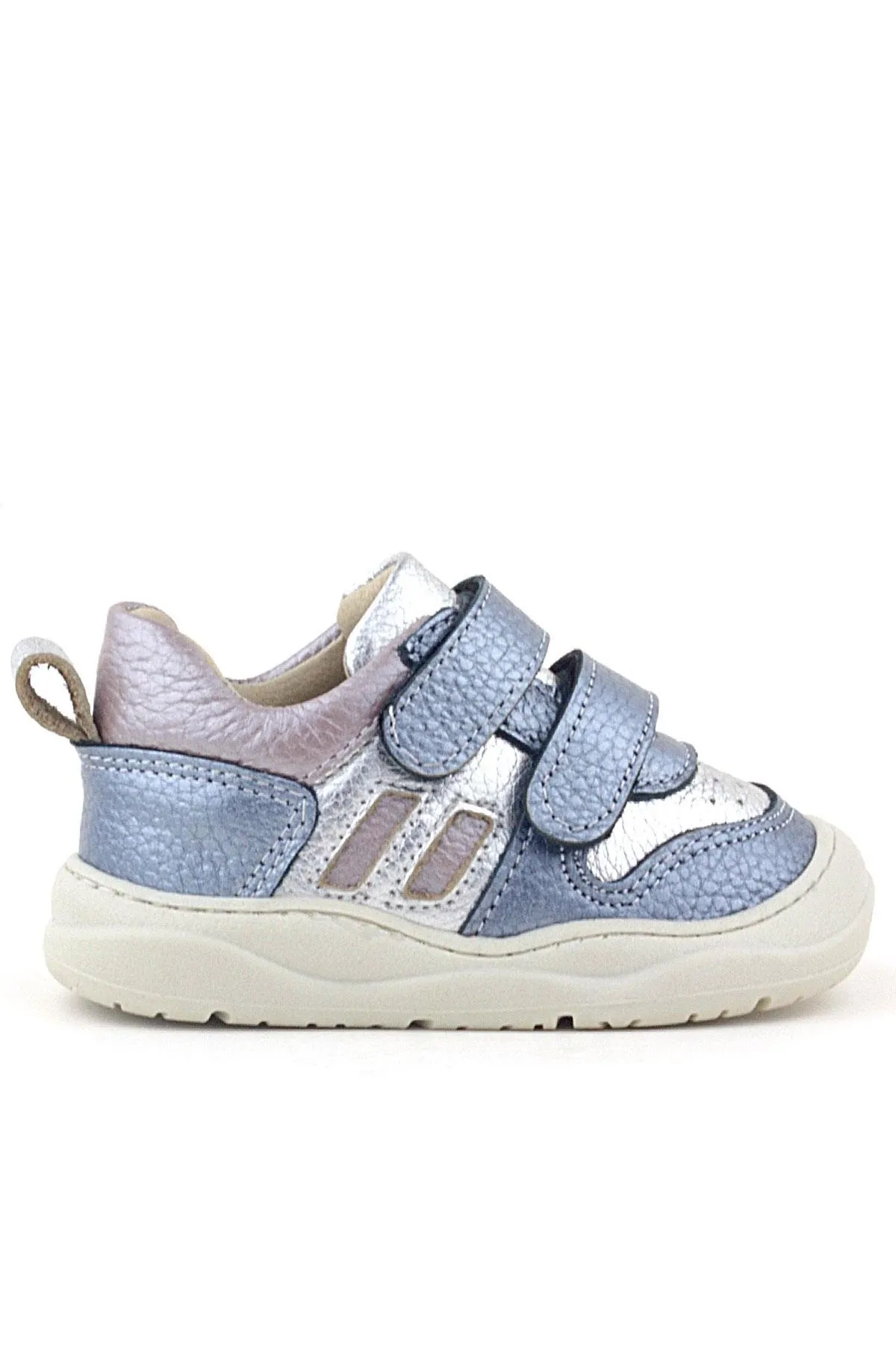 Schaggy Hakiki Deri Metalik Mavi Gümüş Bebek Spor Ayakkabı