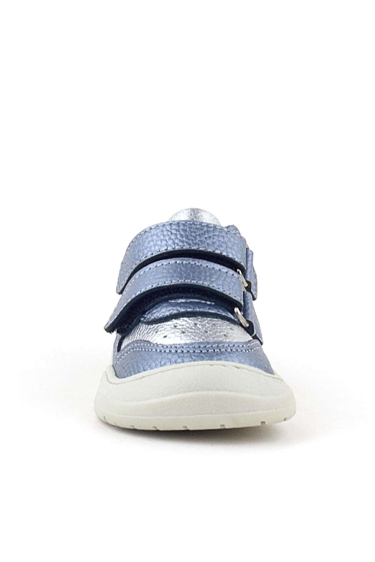 Schaggy Hakiki Deri Metalik Mavi Gümüş Bebek Spor Ayakkabı