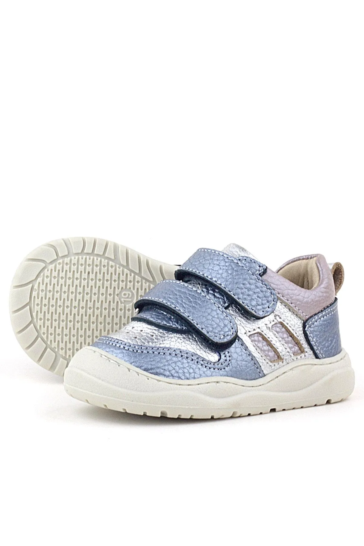 Schaggy Hakiki Deri Metalik Mavi Gümüş Bebek Spor Ayakkabı