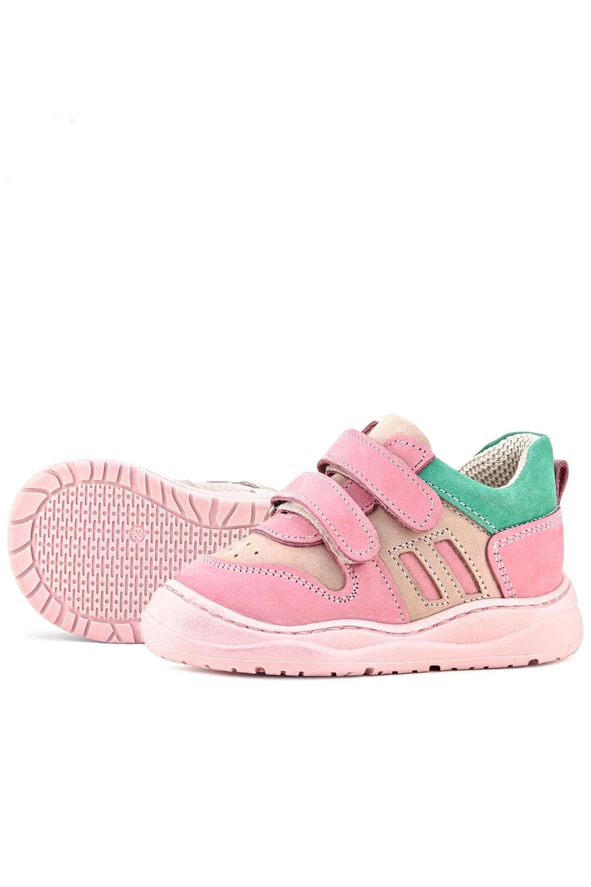 Schaggy Hakiki Deri Pembe Yeşil Bebek Spor Ayakkabı