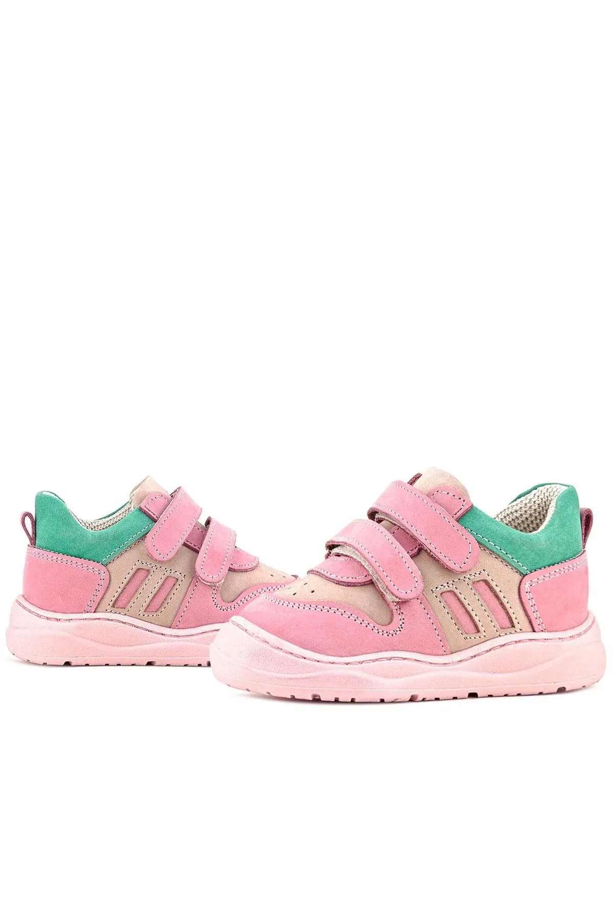 Schaggy Hakiki Deri Pembe Yeşil Bebek Spor Ayakkabı