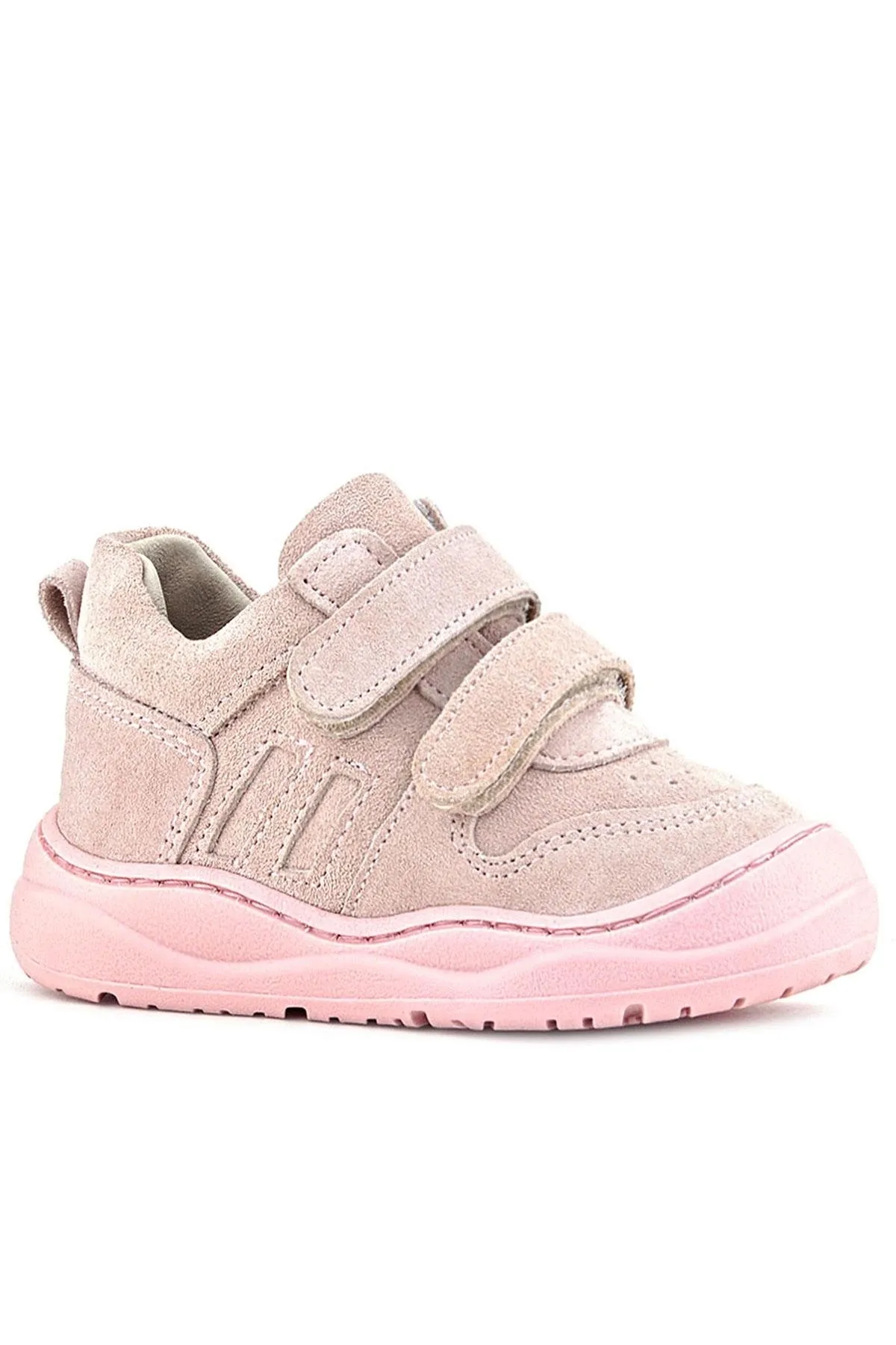 Schaggy Hakiki Deri Pudra Pembe Cırtlı Bebek Spor Ayakkabı