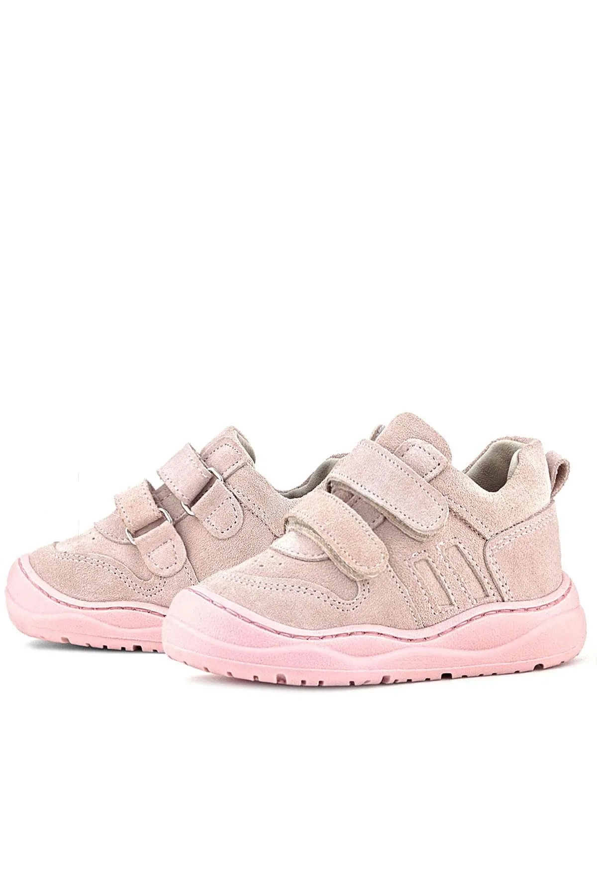 Schaggy Hakiki Deri Pudra Pembe Cırtlı Bebek Spor Ayakkabı