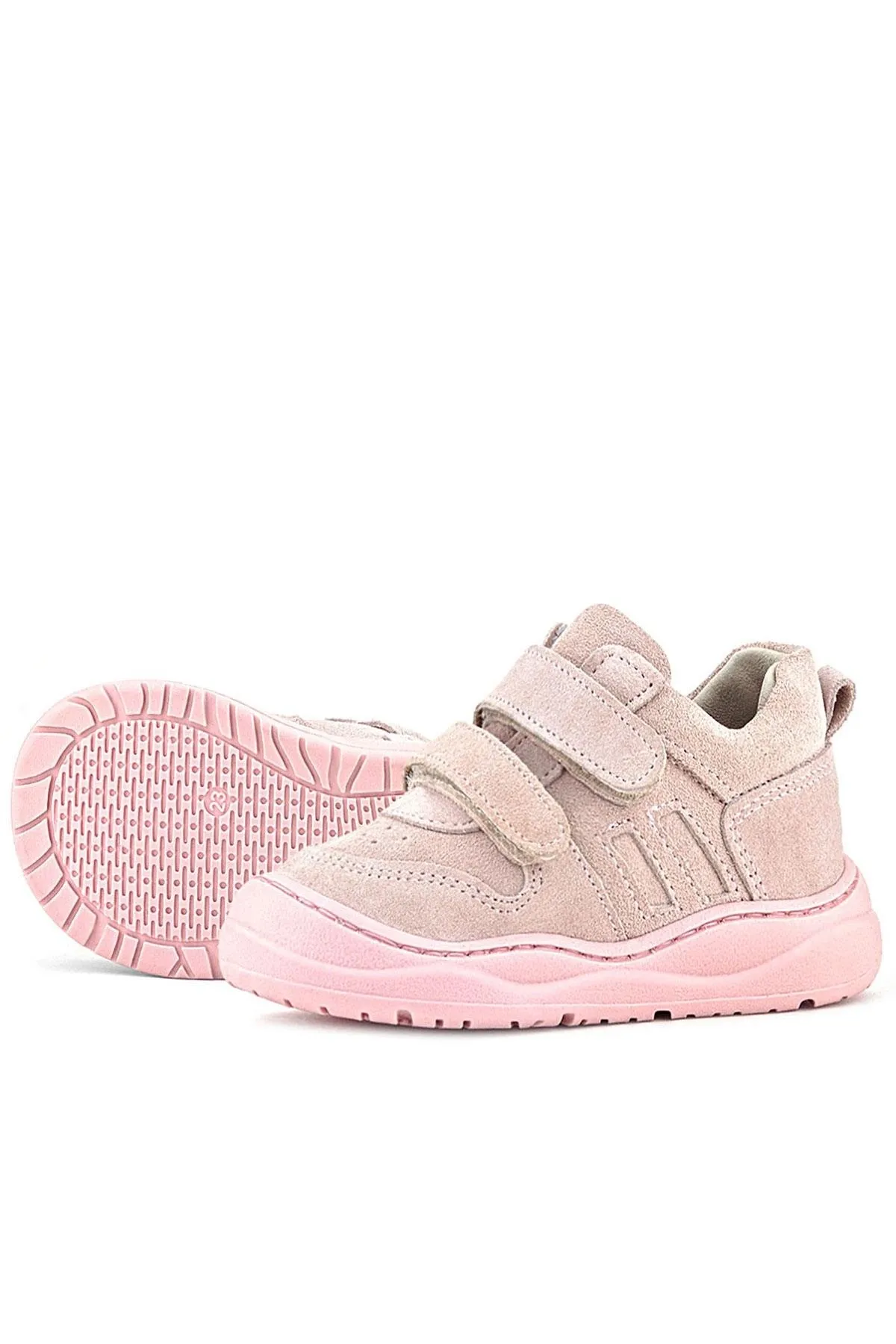 Schaggy Hakiki Deri Pudra Pembe Cırtlı Bebek Spor Ayakkabı