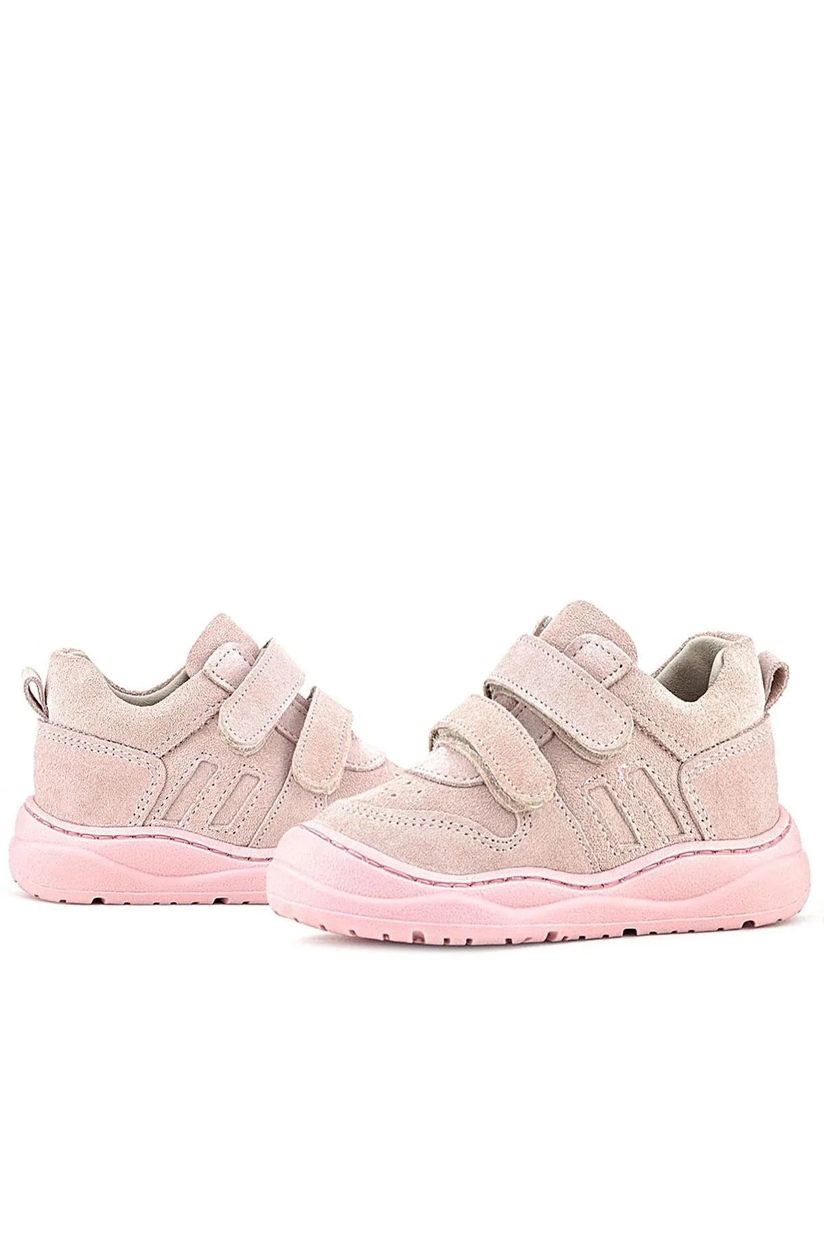 Schaggy Hakiki Deri Pudra Pembe Cırtlı Bebek Spor Ayakkabı