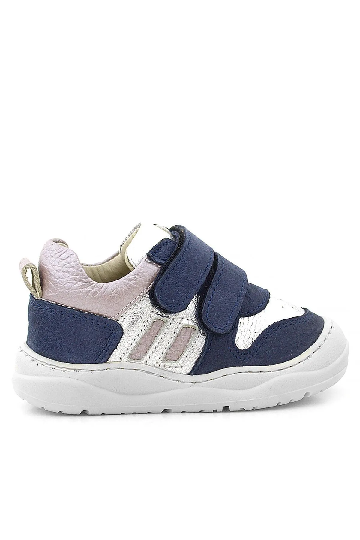 Schaggy Hakiki Deri Simli Lacivert Gümüş Bebek Spor Ayakkabı